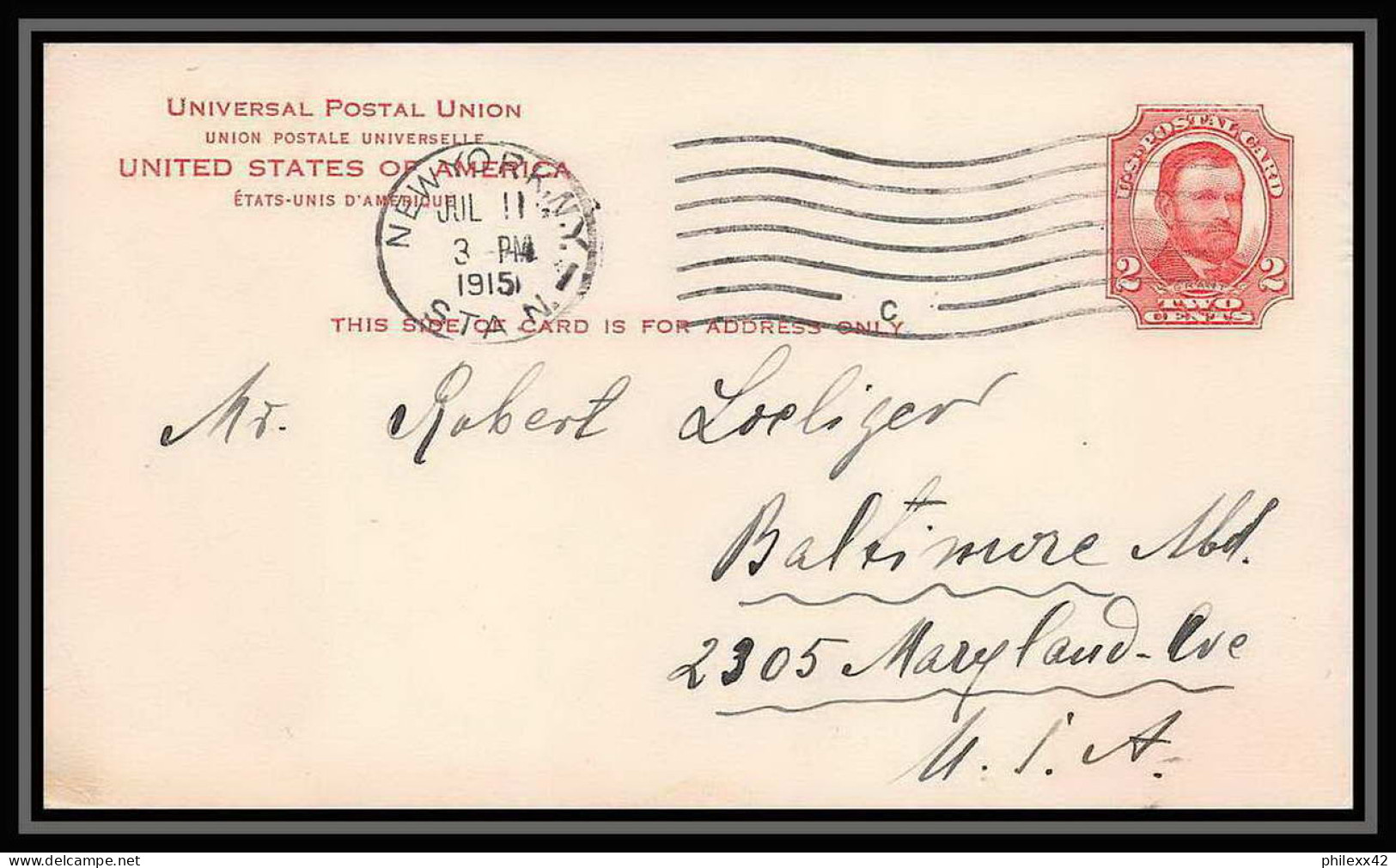 3346/ USA Entier Stationery Carte Postale (postcard) 1915 - 1901-20