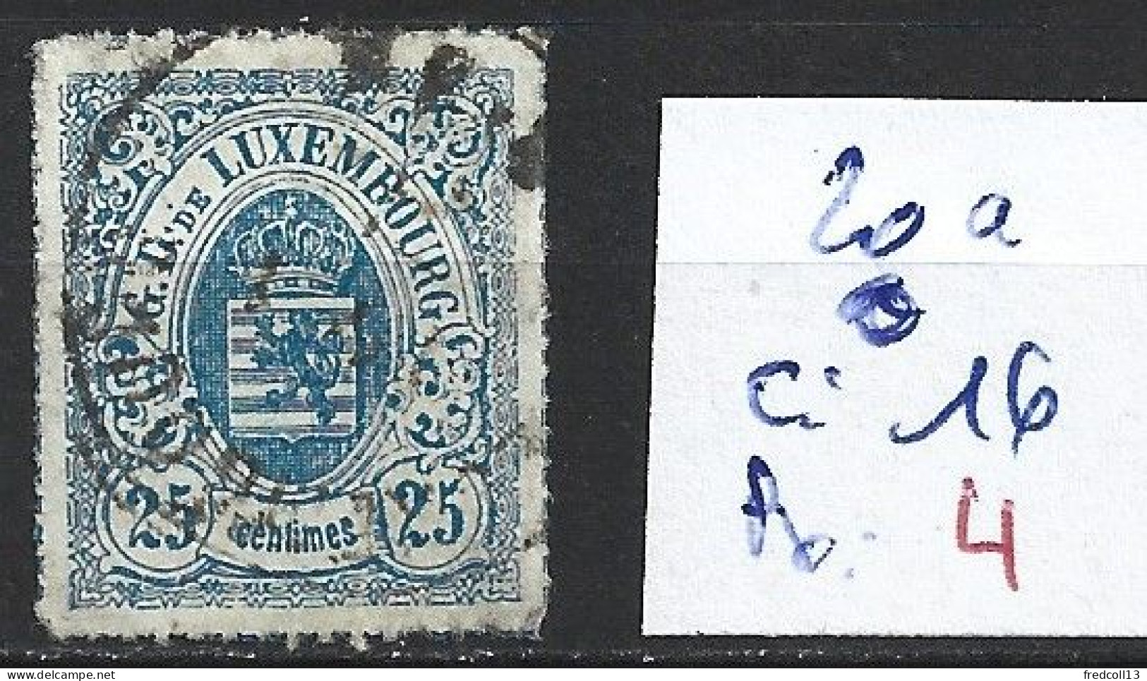 LUXEMBOURG 20a Oblitéré Côte 16 € - 1859-1880 Coat Of Arms