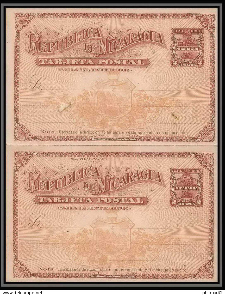 3593/ Nicaragua Entier Stationery Carte Postale (postcard) N°10 + Réponse Neuf (mint) 1890 Tb - Nicaragua