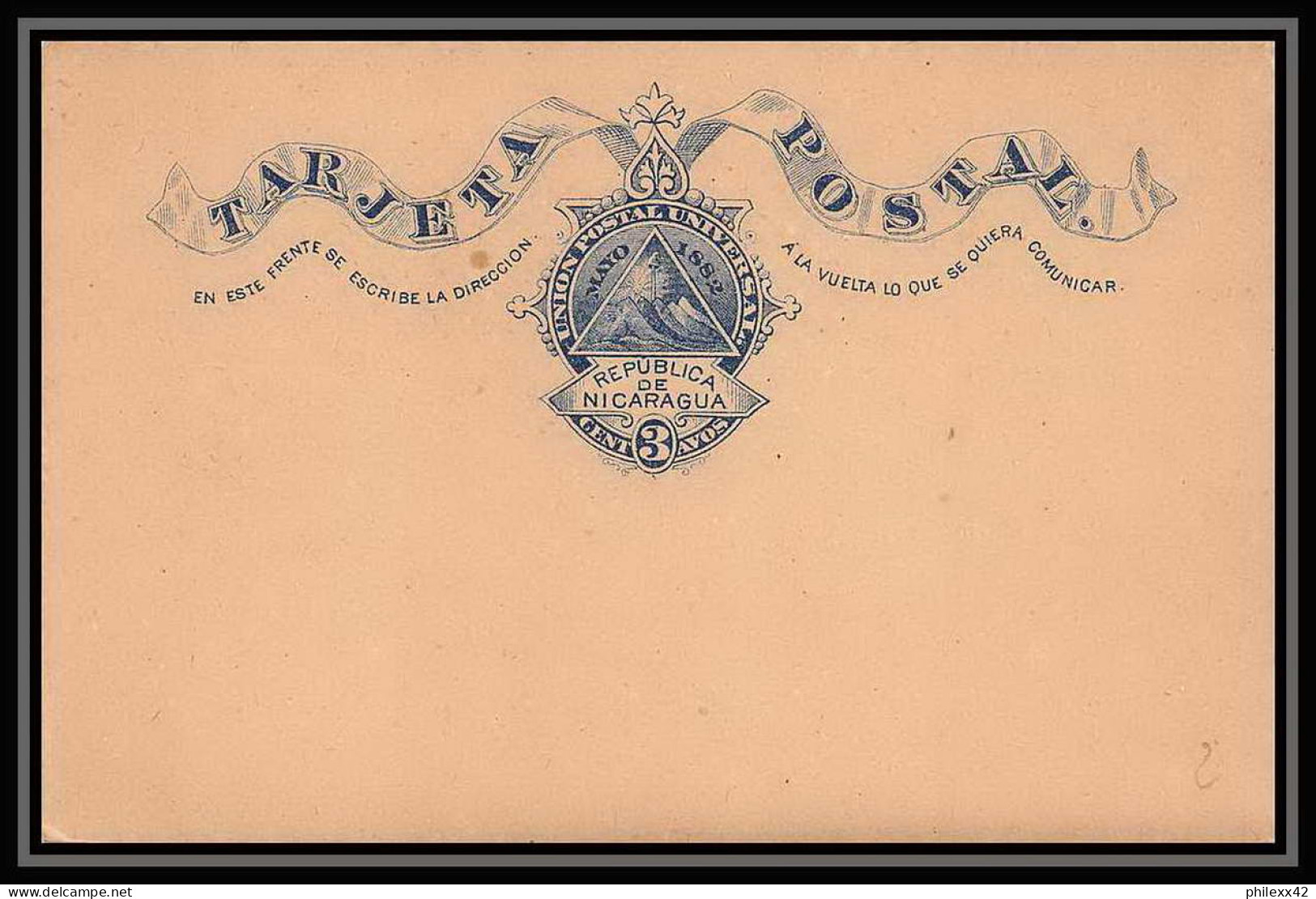 3601/ Nicaragua Entier Stationery Carte Postale (postcard) N°7 Neuf (mint) Tb 1889 - Nicaragua