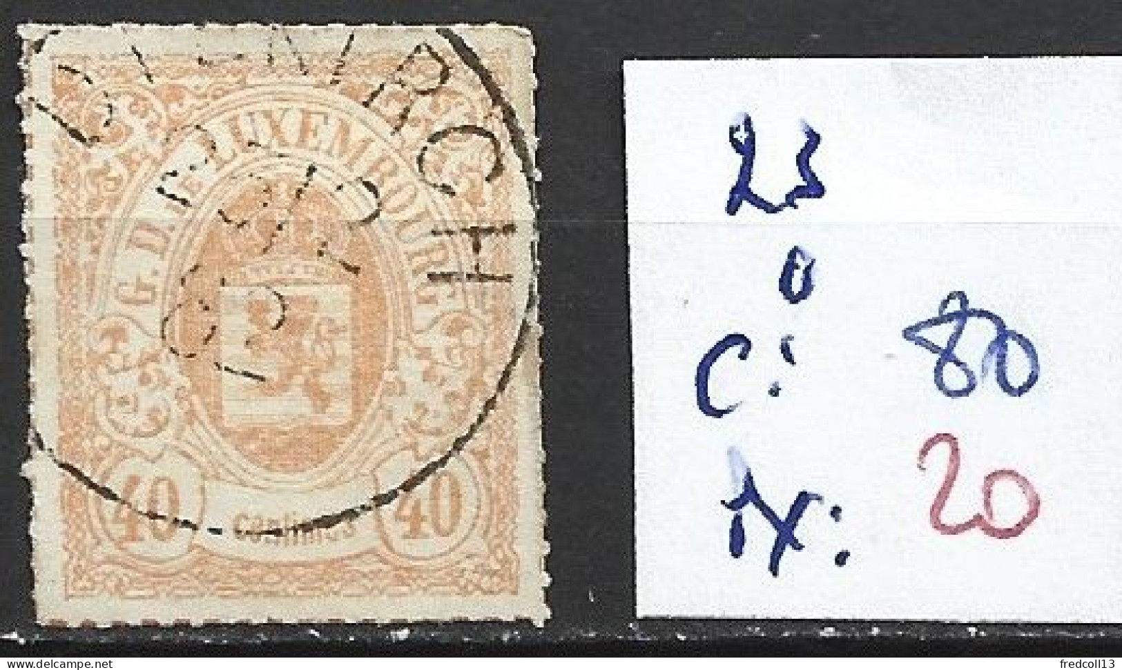 LUXEMBOURG 23 Oblitéré Côte 80 € - 1859-1880 Coat Of Arms
