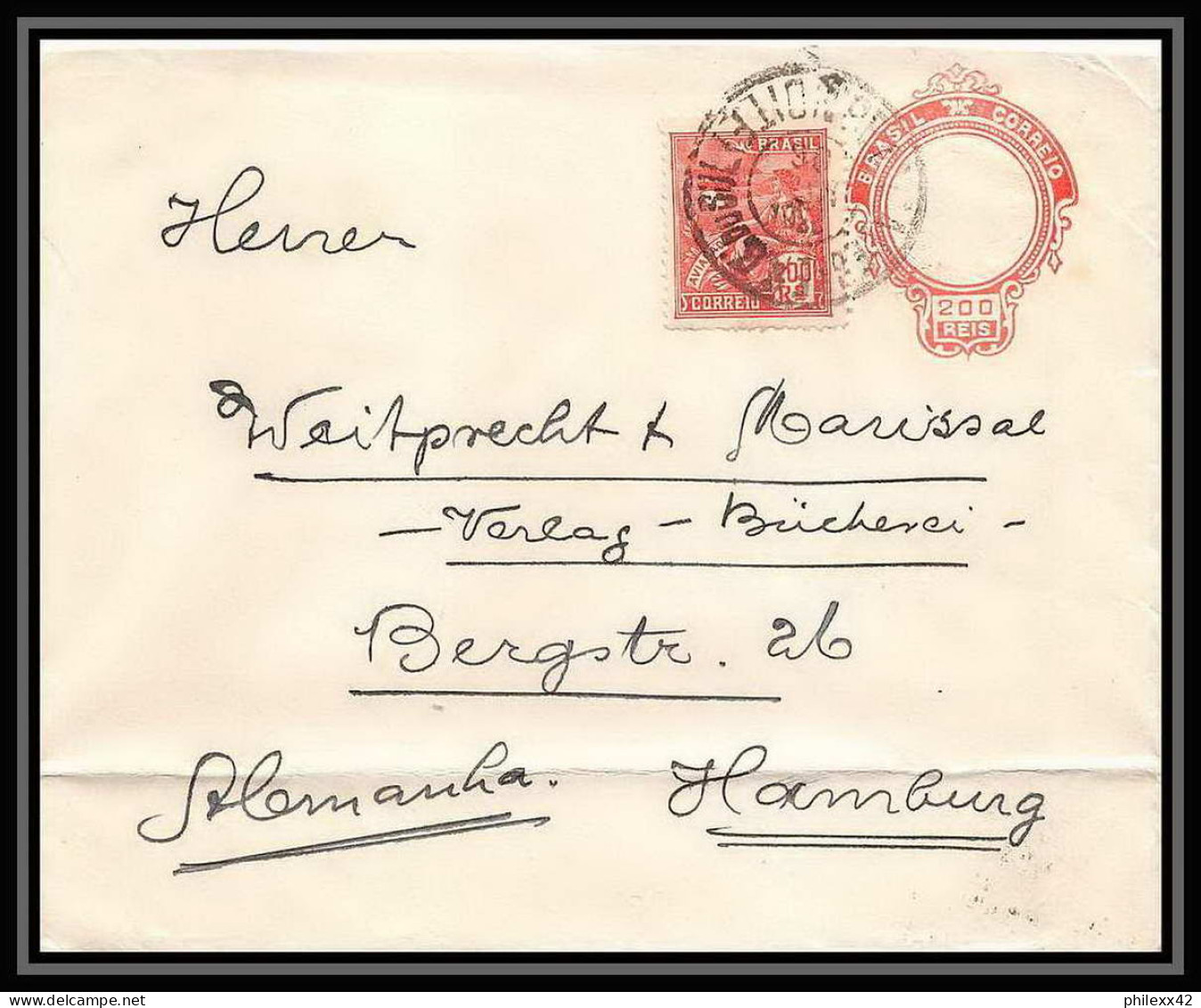 3968/ Brésil (brazil) Entier Stationery Enveloppe (cover) N°29 + Complément Pour Hamburg Allemagne (germany) - Postwaardestukken