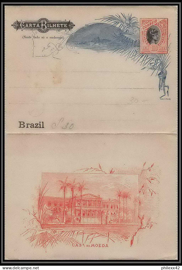 4002/ Brésil (brazil) Entier Stationery Carte Lettre Letter Card N°2 Neuf (mint) 1894 - Postwaardestukken