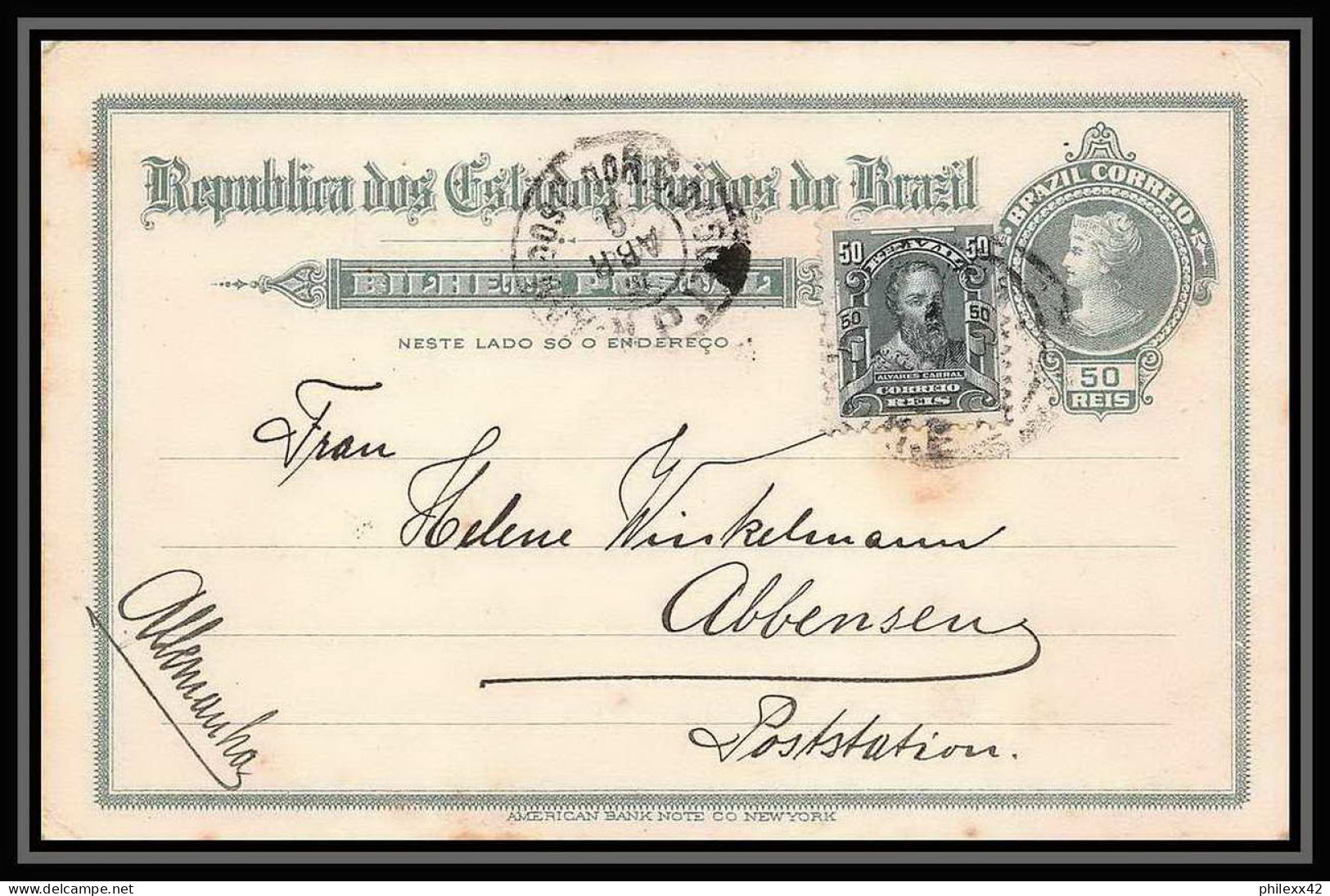 4031/ Brésil (brazil) Entier Stationery Carte Postale (postcard) N°31 Pour Ebensen 1911 Allemagne (germany) - Postwaardestukken