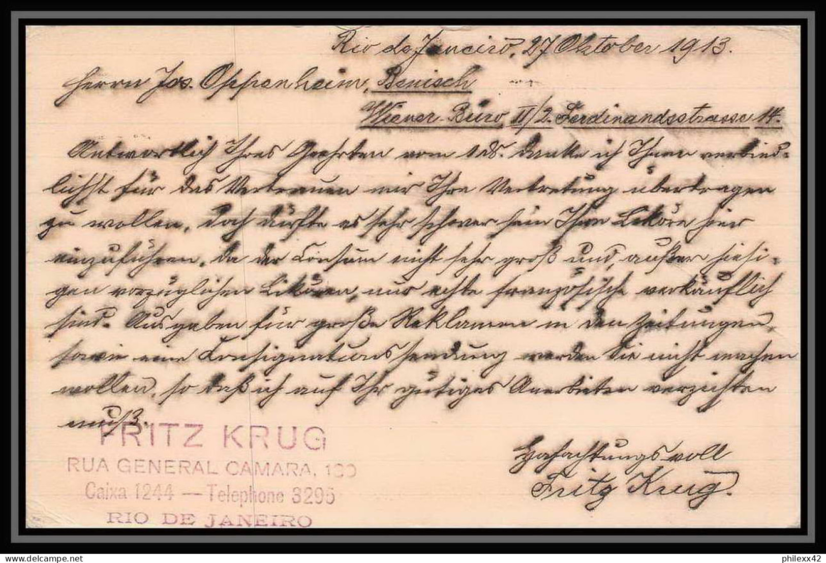 4029/ Brésil (brazil) Entier Stationery Carte Postale (postcard) N°33 Pour Wien Autriche (Austria) 1913 - Postwaardestukken