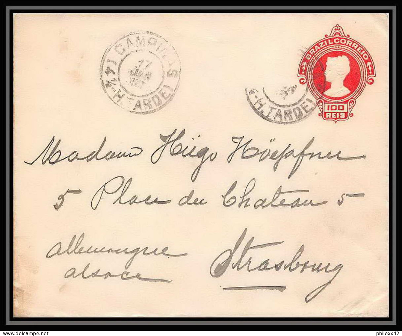 4042/ Brésil (brazil) Entier Stationery Enveloppe (cover) N°19 Pour Strasbourg France / Allemagne (germany) - Entiers Postaux