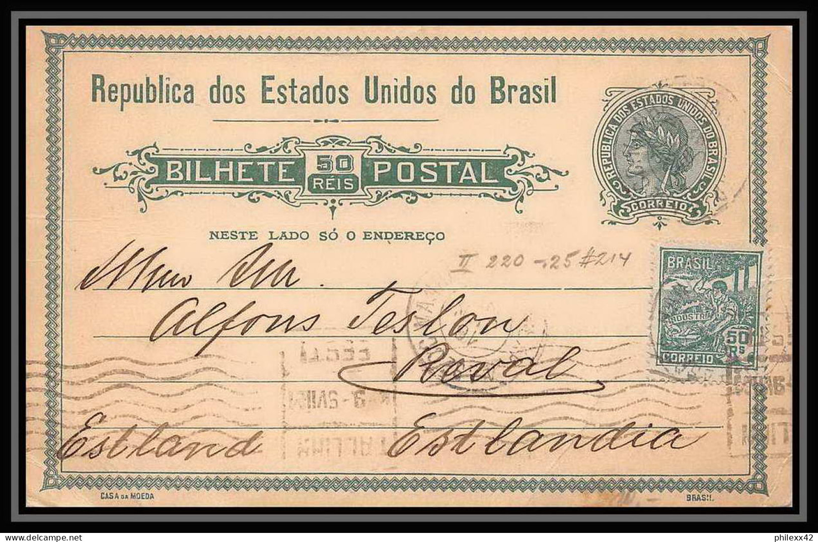 4056/ Brésil (brazil) Entier Stationery Carte Postale (postcard) N°39 1921  - Postwaardestukken