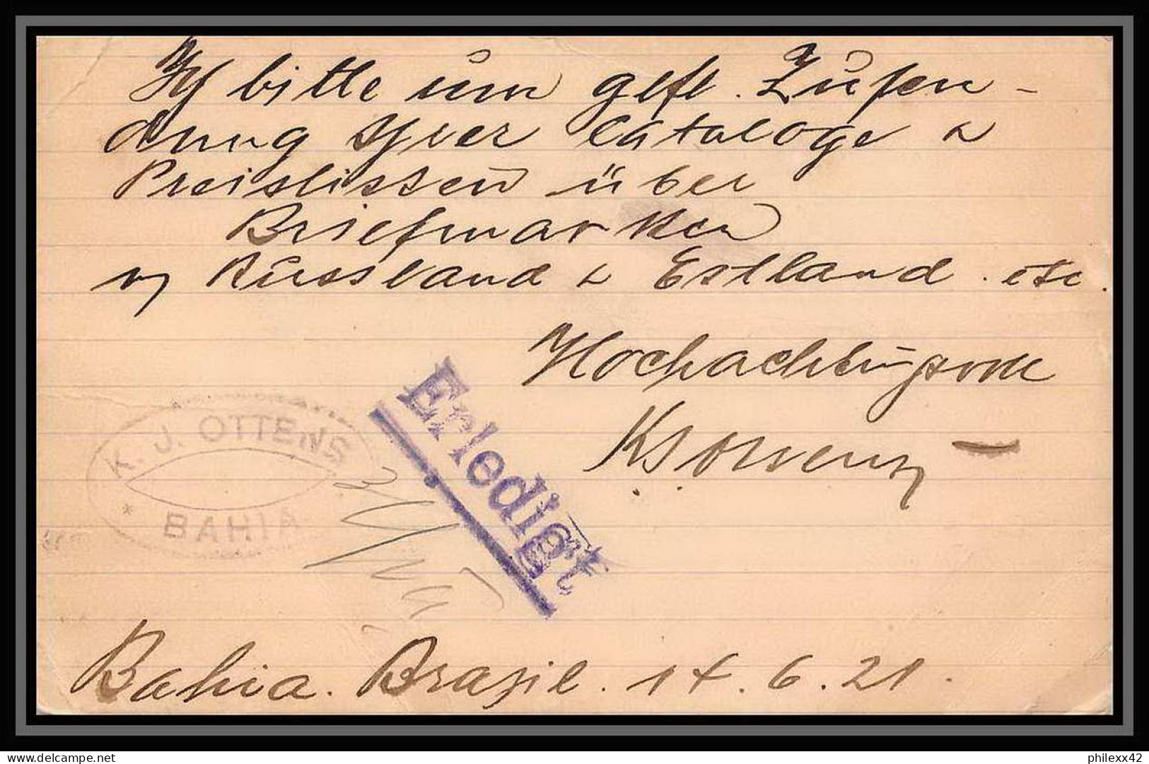 4056/ Brésil (brazil) Entier Stationery Carte Postale (postcard) N°39 1921  - Entiers Postaux