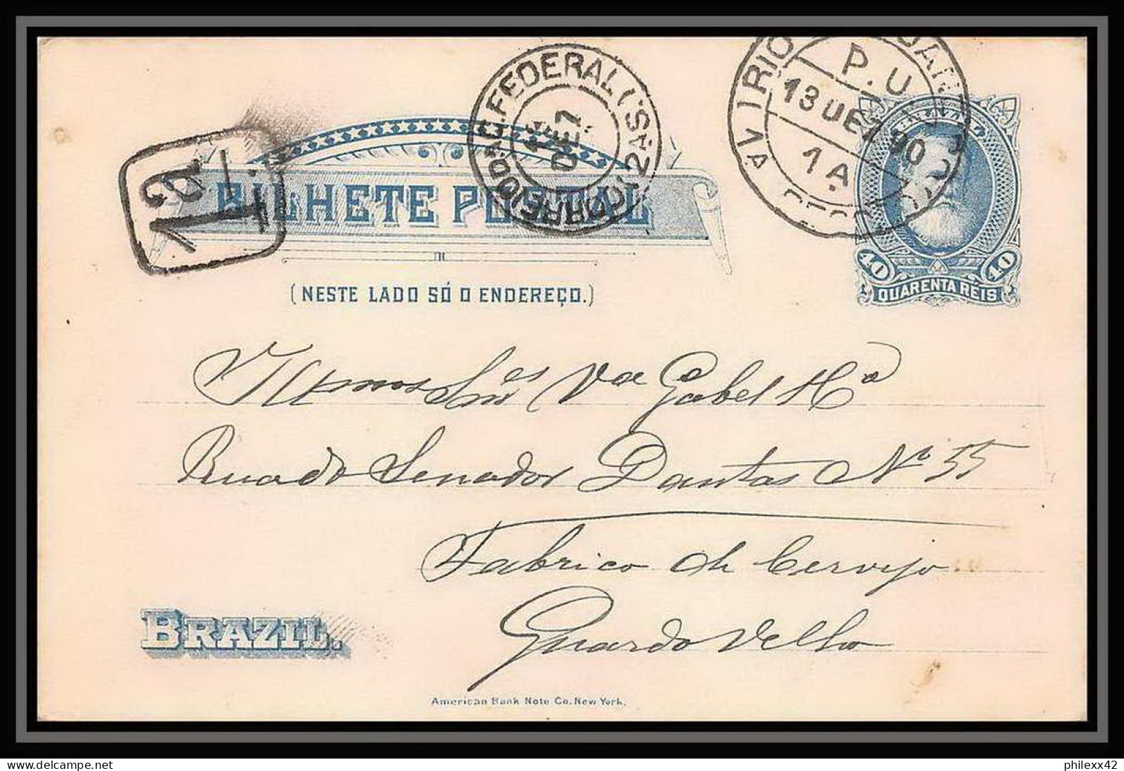 4064/ Brésil (brazil) Entier Stationery Carte Postale (postcard) N°12 1890  - Entiers Postaux