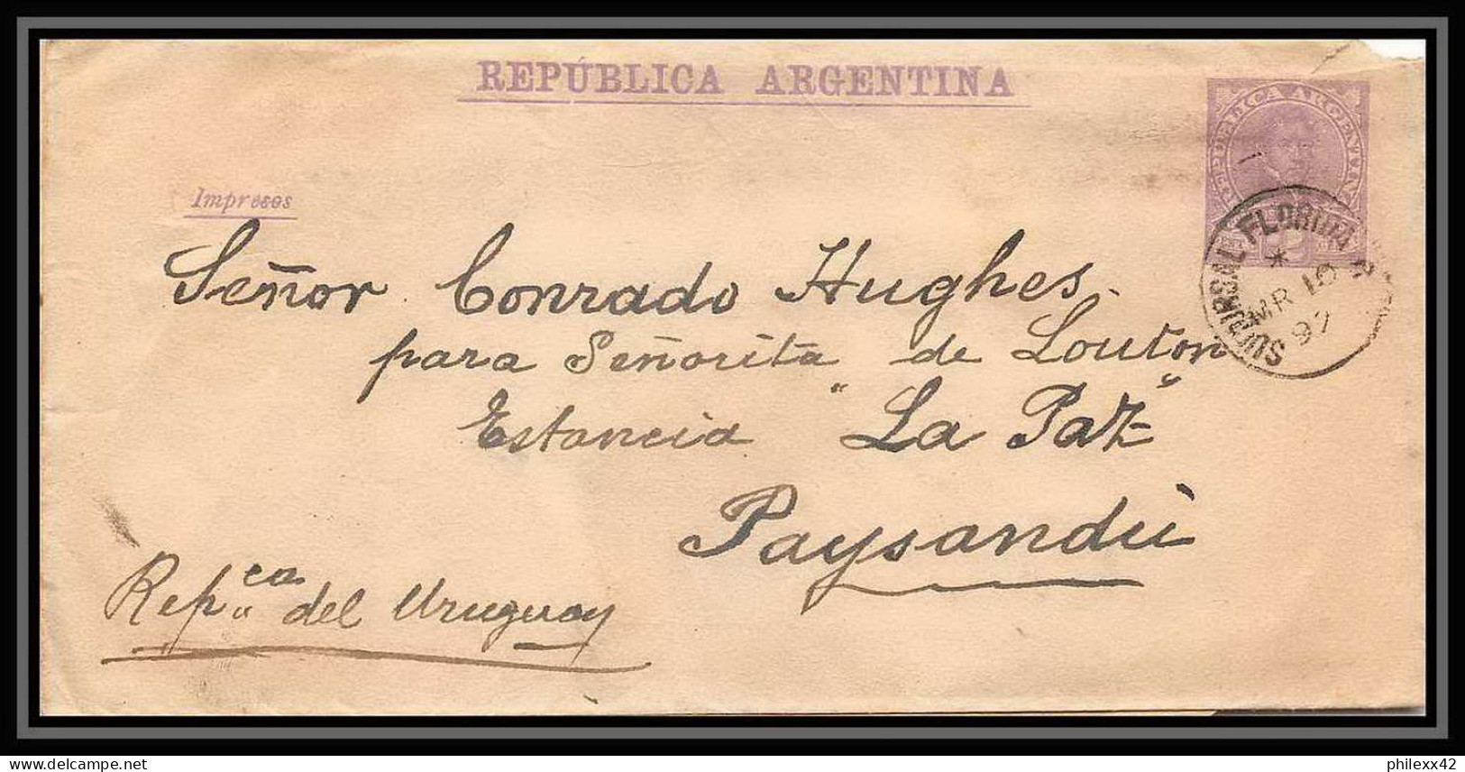 4081/ Argentine (Argentina) Entier Stationery Bande Pour Journal Newspapers Wrapper N°10 Pour Uruguay Paysandu 1892 - Ganzsachen