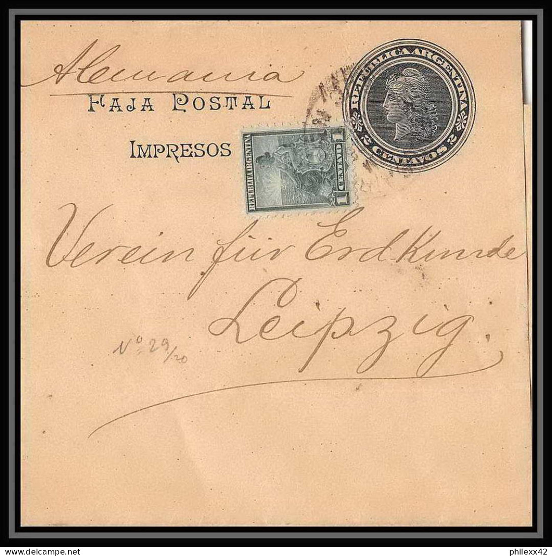 4105/ Argentine (Argentina) Entier Stationery Bande Journal Newspapers Wrapper N°31 Pour Leipzig Allemagne (germany) - Entiers Postaux