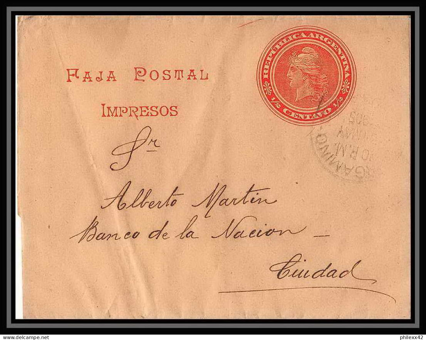 4110/ Argentine (Argentina) Entier Stationery Bande Pour Journal Newspapers Wrapper N°29 1905 - Entiers Postaux