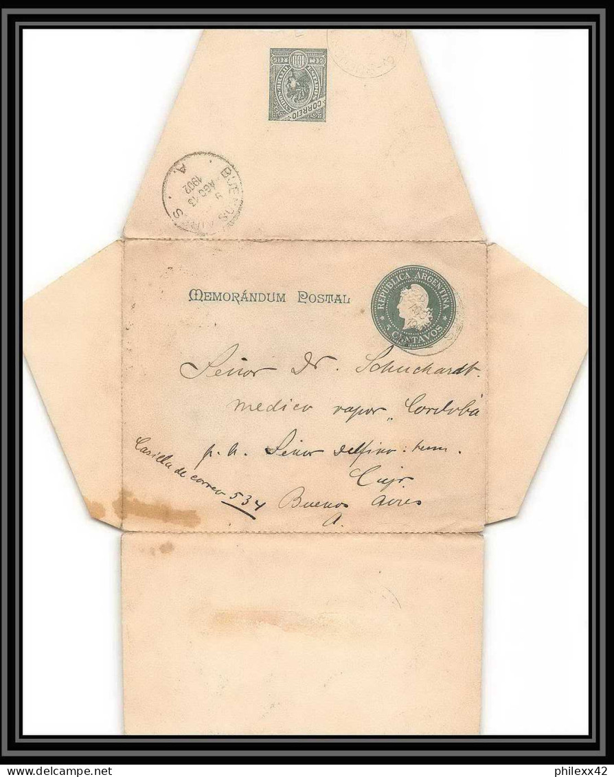 4134/ Argentine (Argentina) Entier Stationery Enveloppe (cover) 5C VERT 1902 - Ganzsachen