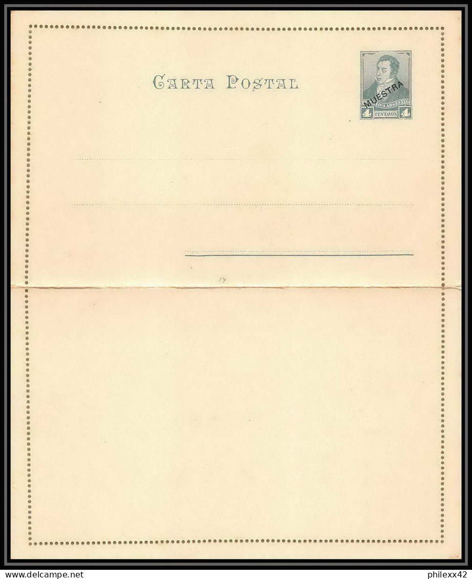 4165/ Argentine (Argentina) Entier Stationery Carte Lettre Letter Card N°14 Neuf (mint) Tb Overprint Muestra  - Enteros Postales
