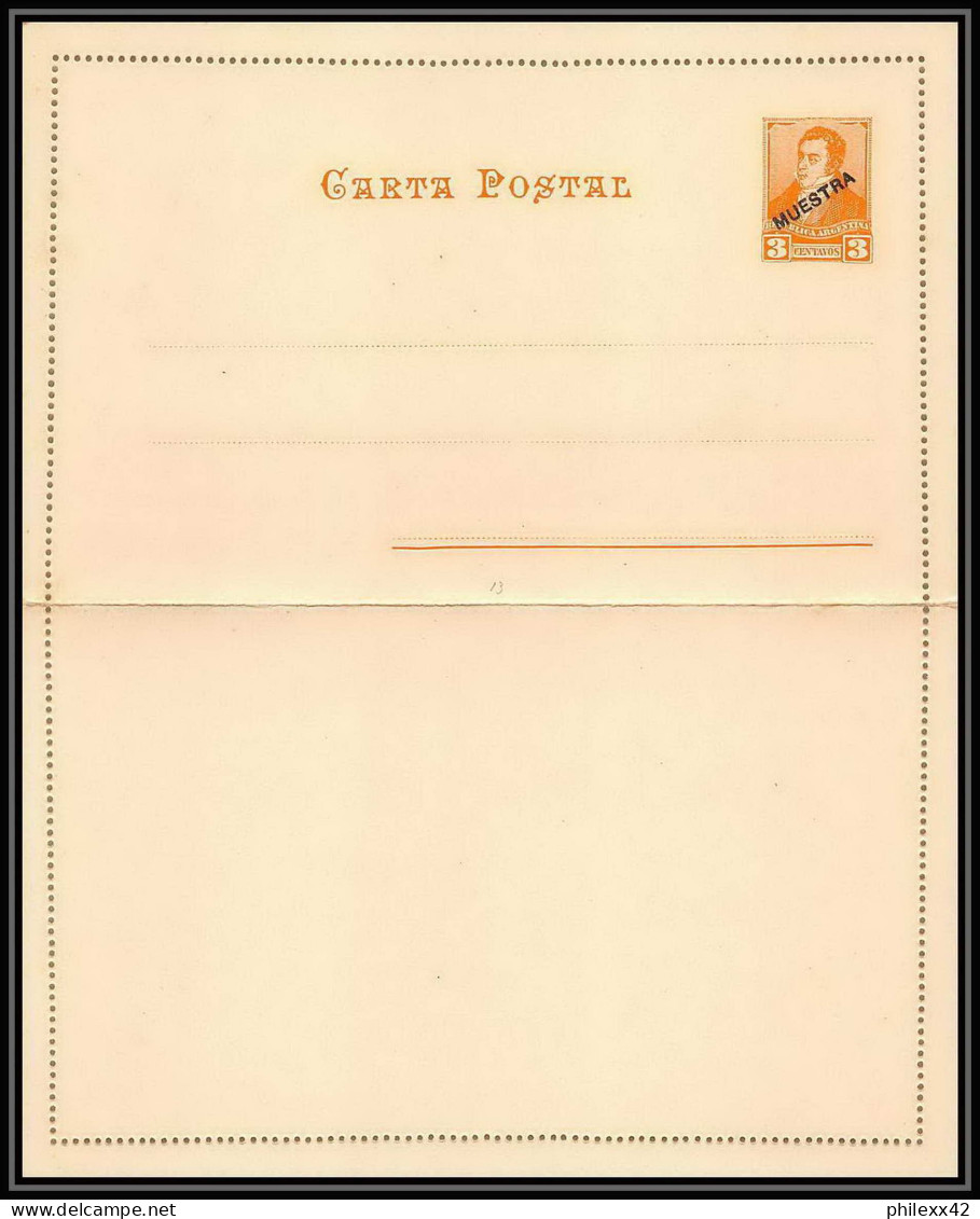 4182/ Argentine (Argentina) Entier Stationery Carte Lettre Letter Card N°13 Neuf (mint) Tb Overprint Muestra - Entiers Postaux