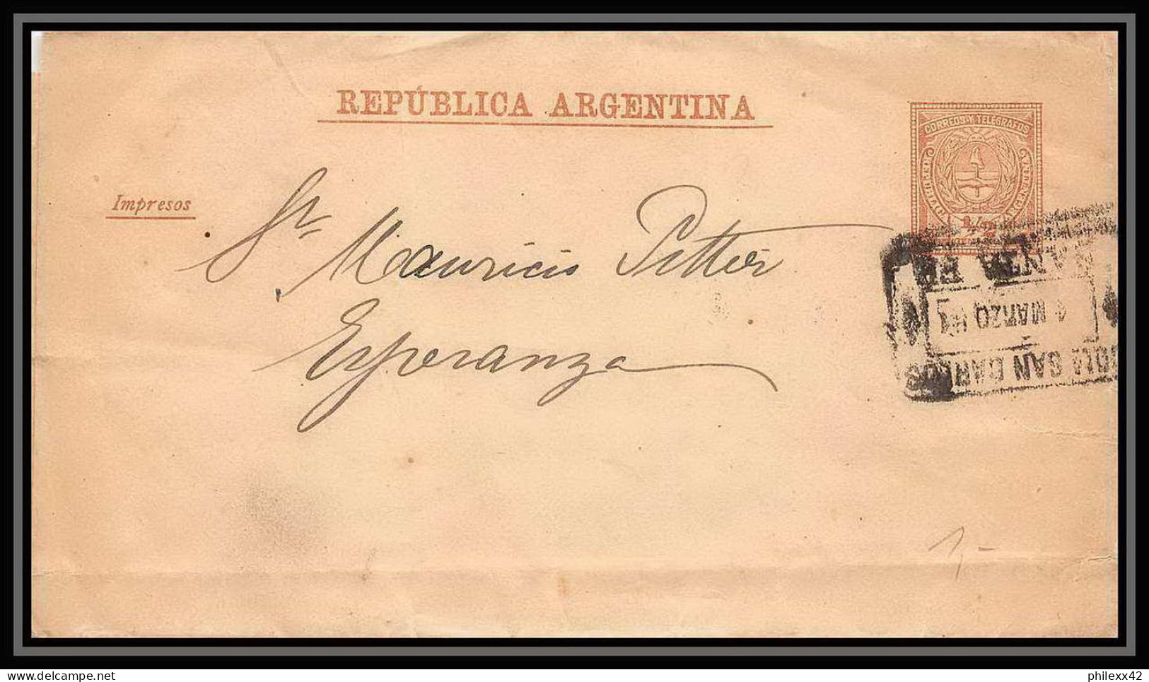 4210/ Argentine (Argentina) Entier Stationery Bande Pour Journal Newspapers Wrapper N°8 1889 - Entiers Postaux