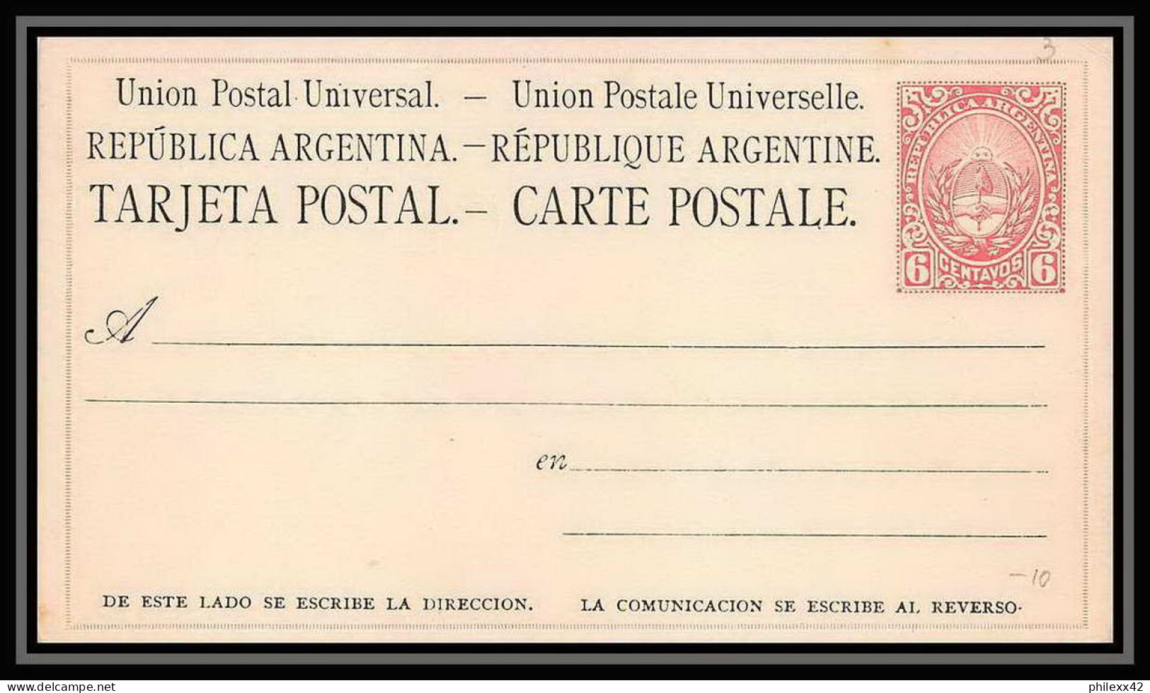4231/ Argentine (Argentina) Entier Stationery Carte Postale (postcard) N°3 Neuf (mint) Tb - Ganzsachen