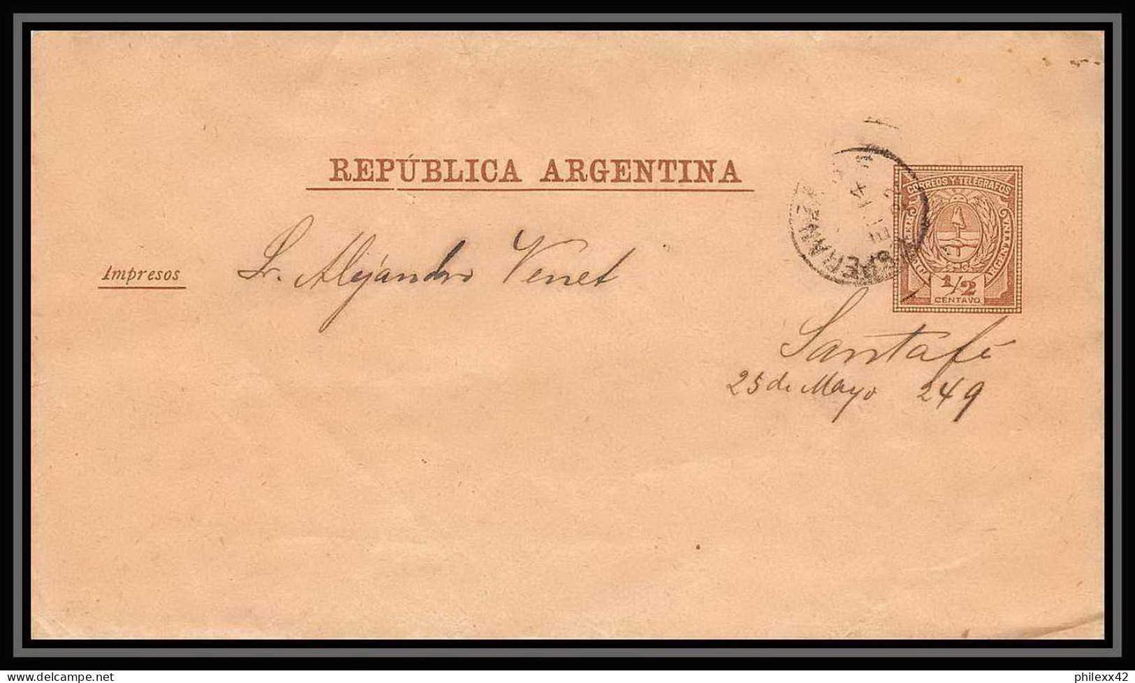 4232/ Argentine (Argentina) Entier Stationery Bande Pour Journal Newspapers Wrapper N°8 1889 - Entiers Postaux