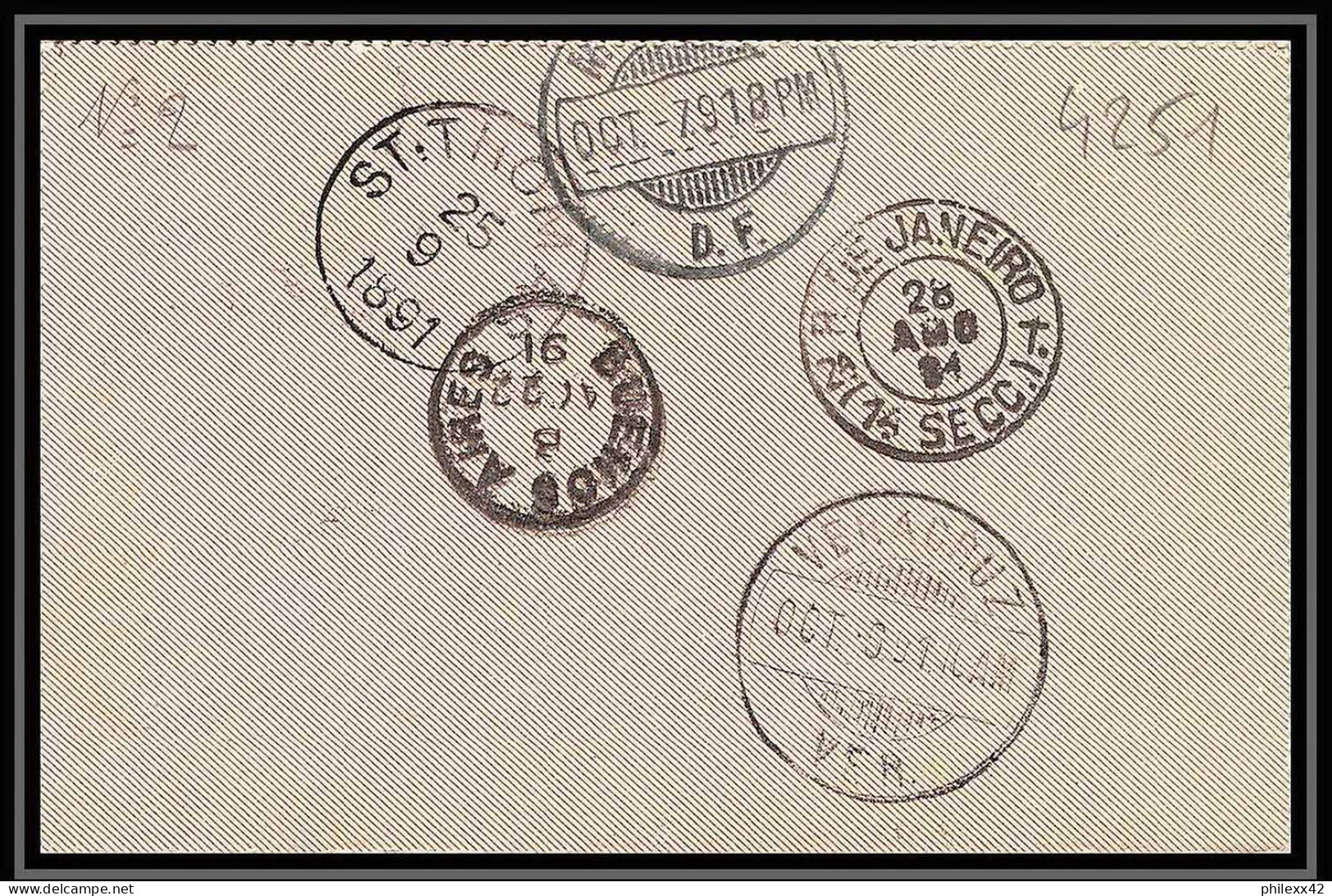 4251/ Argentine (Argentina) Entier Stationery Carte Lettre Letter Card N°2 Guanajuato Mexique Mexico 1891 Taxe - Ganzsachen