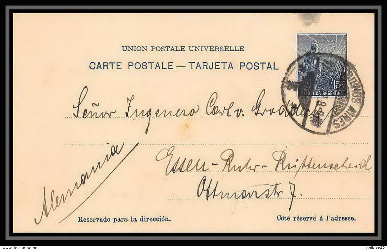 4260/ Argentine (Argentina) Entier Stationery Carte Postale (postcard) N°34 Pour Allemagne (germany) 1912 - Ganzsachen