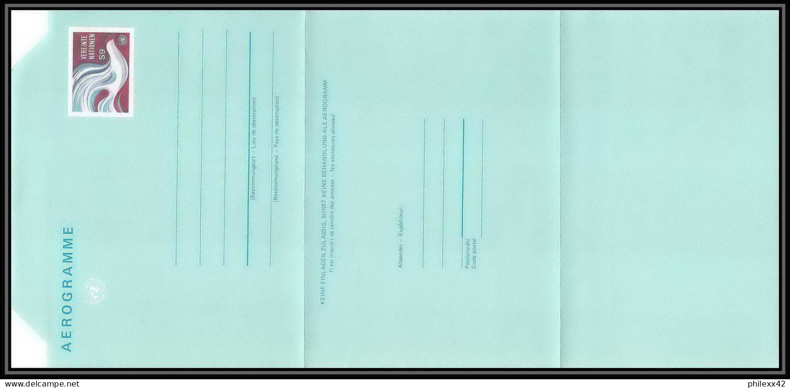 4284/ Nations Unies (united Nations) Entier Stationery Aérogramme Air Letter 1982 Neuf (mint) Tb - Cartas & Documentos