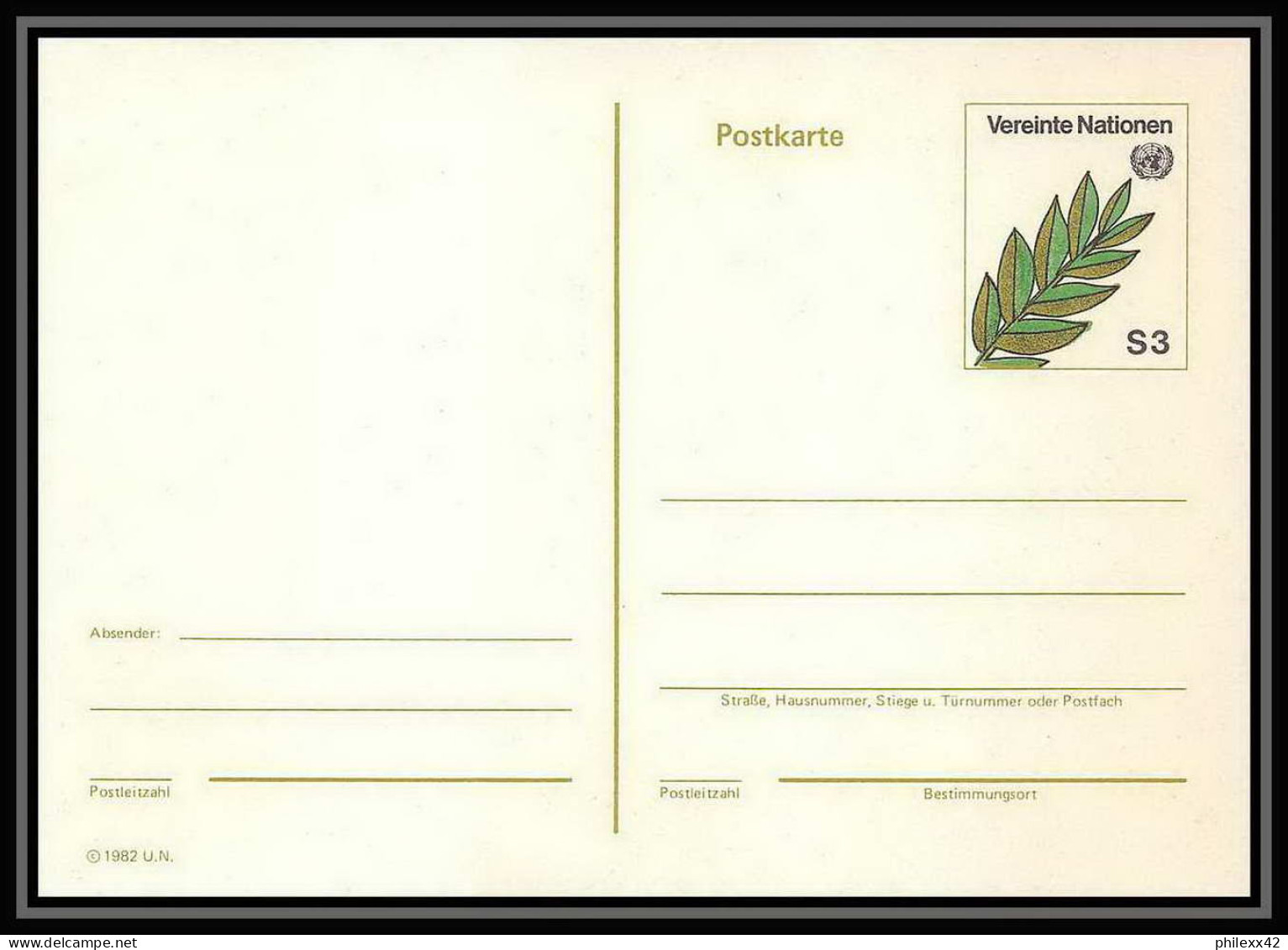4287/ Nations Unies (united Nations) Entier Stationery Carte Postale (postcard) 1982 Neuf (mint) Tb - Lettres & Documents