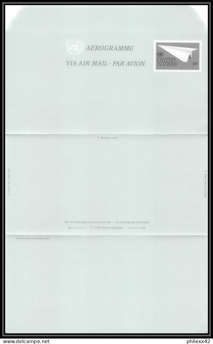 4286/ Nations Unies (united Nations) Entier Stationery Aérogramme Air Letter 1982 Neuf (mint) Tb - Storia Postale