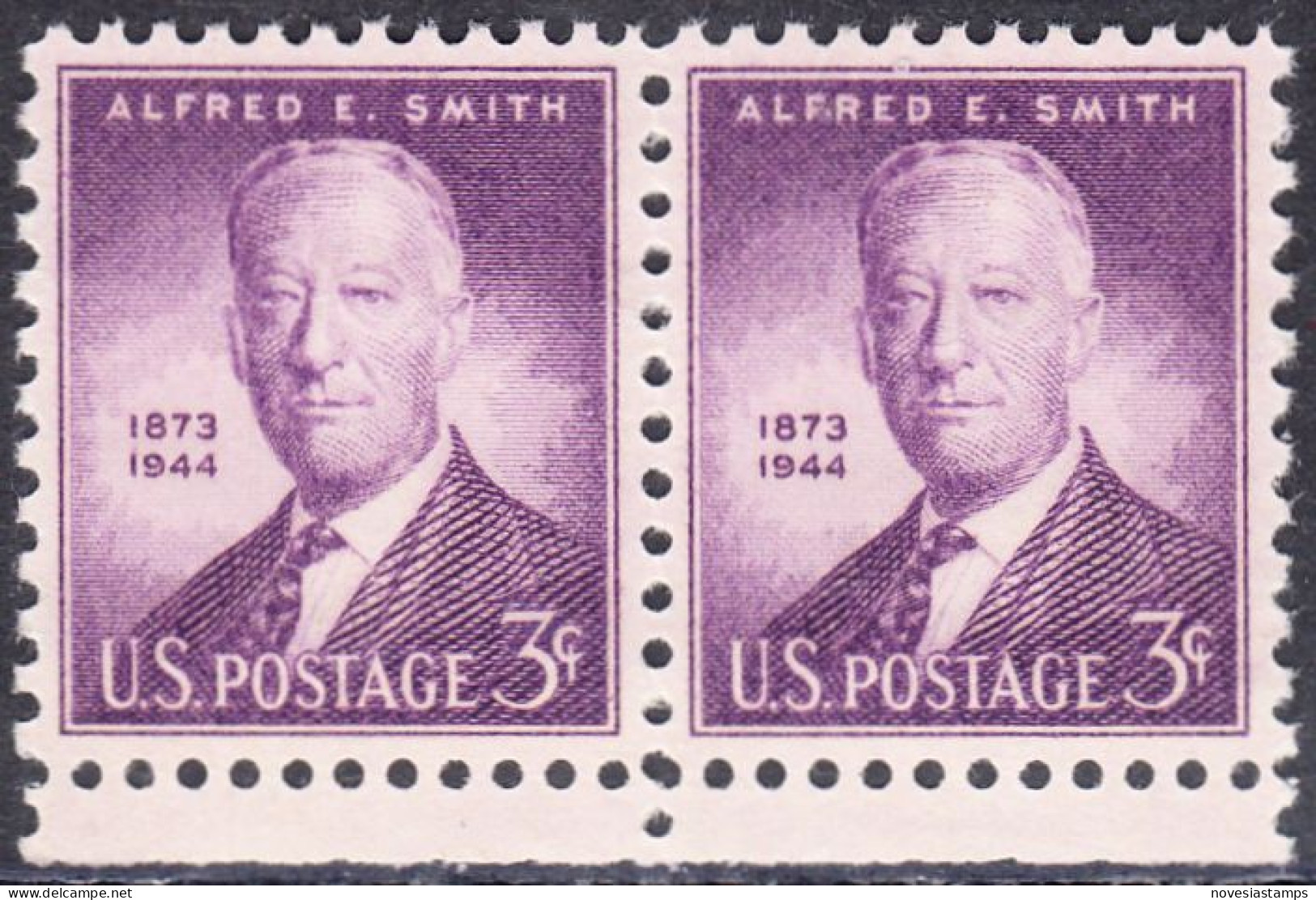 !a! USA Sc# 0937 MNH Horiz.PAIR W/ Bottom Margins - Alfred E. Smith - Unused Stamps