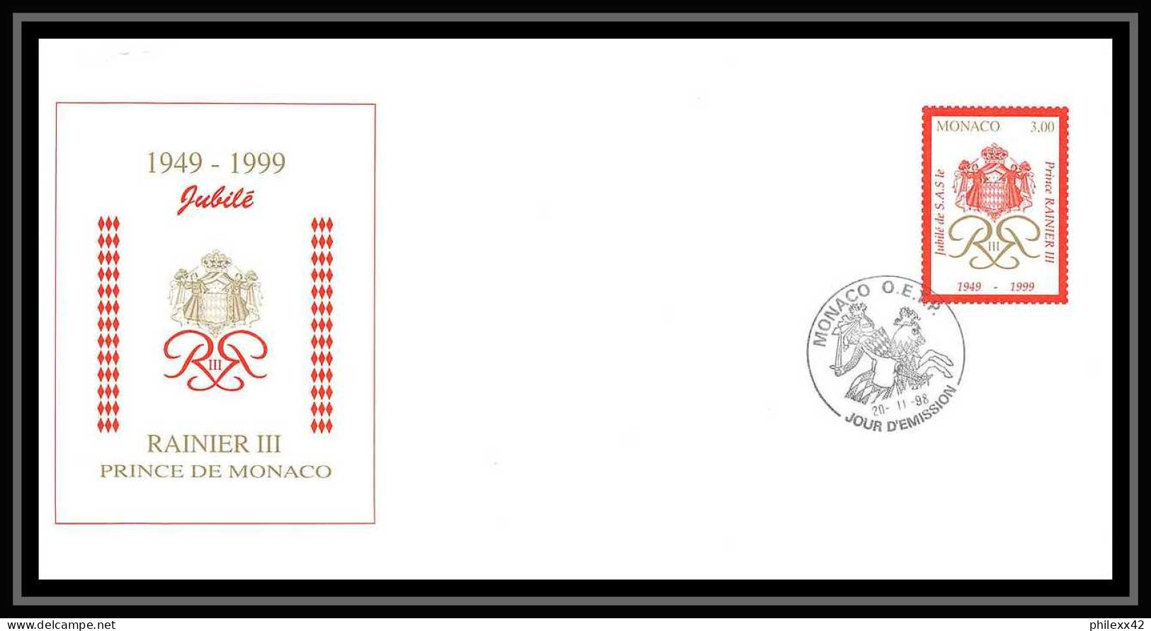 4469 Raignier 3 1999 Enveloppe Monaco Entier Postal Stationery - Postwaardestukken