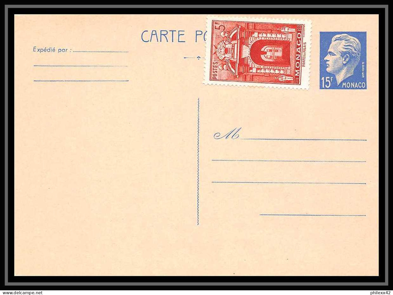 4470 Raignier 15f Bleu B1 139mm Cote 250 1958 Carte Postale Monaco Entier Postal Stationery - Postal Stationery