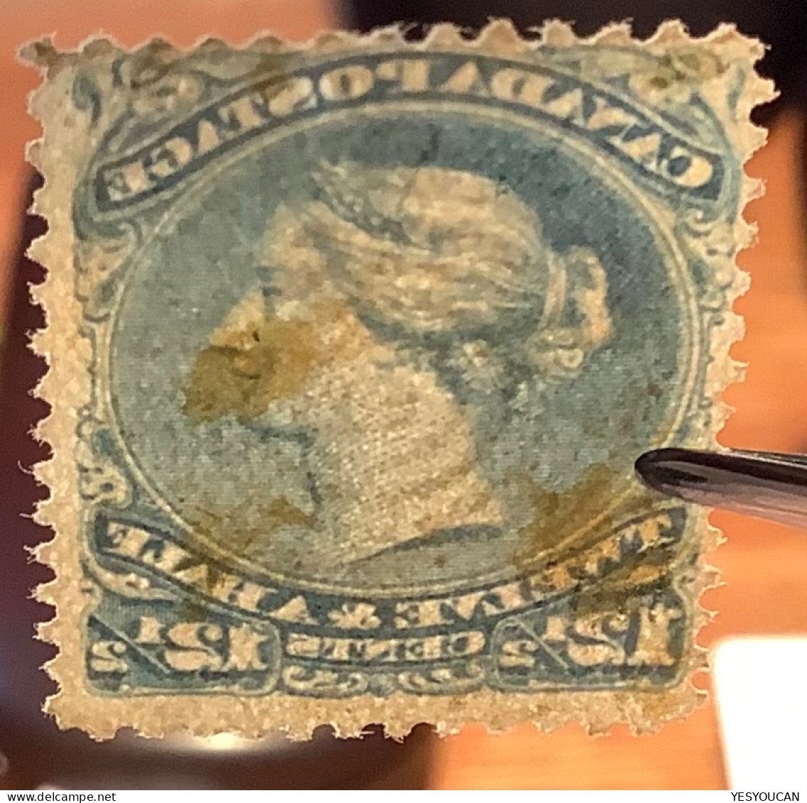 Sc.28 BETTER PAPER VARIETY? ~fine & Superb Cancel 1868 12 1/2c Blue Canada Large Queen Victoria - Gebruikt