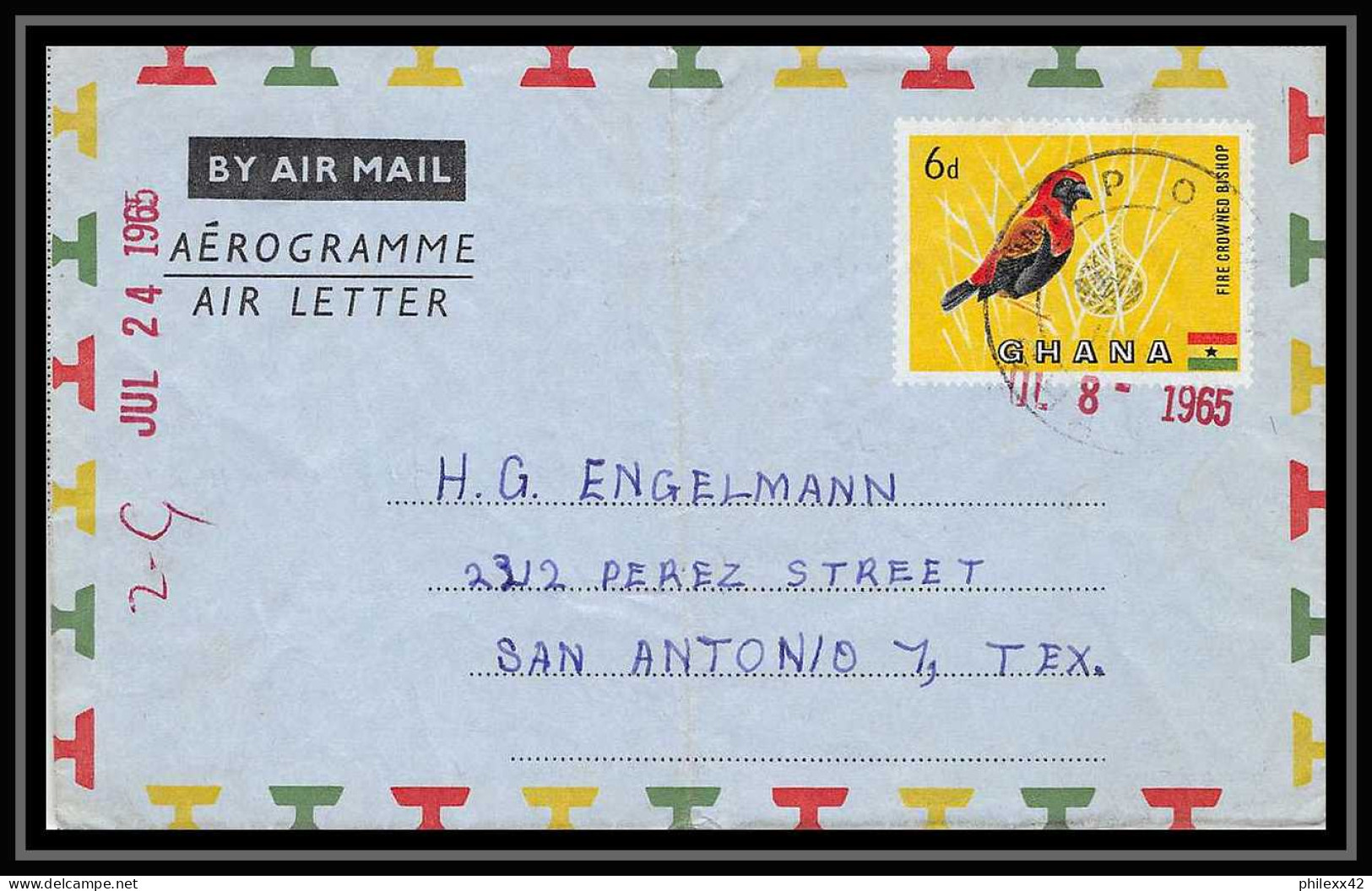 4675 Lot De 7 Enveloppes Ghana Entier Postal Stationery Oiseaux (birds) 1966 - Ghana (1957-...)