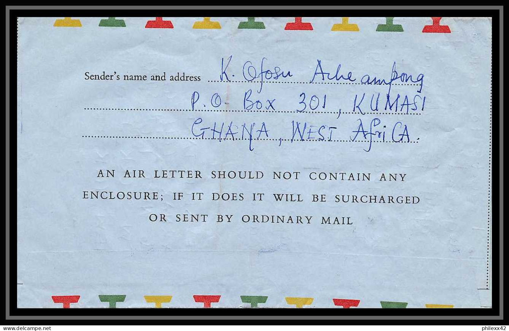 4675 lot de 7 Enveloppes ghana Entier postal Stationery oiseaux (birds) 1966