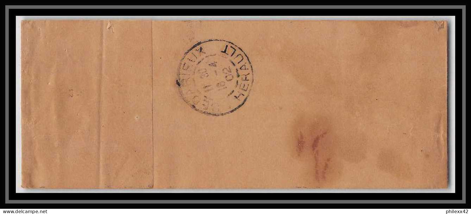 4736 2c Blanc + Complement Sage Affranchissement Bedarieux Herault 1902 Bande Journal France Entier Postal Stationery - Newspaper Bands