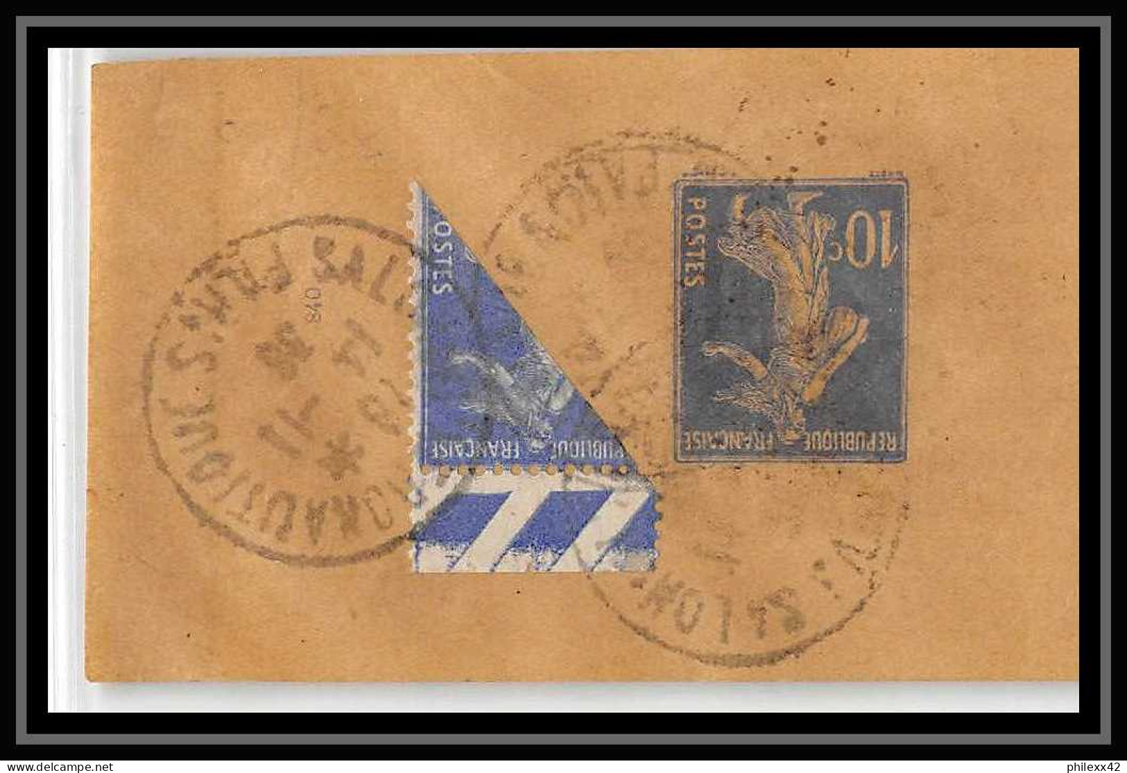 4743 Semeuse 10c + Complement Moitié De Timbre 1/2 1933 Fragment Bande Journal France Entier Postal Stationery - Streifbänder