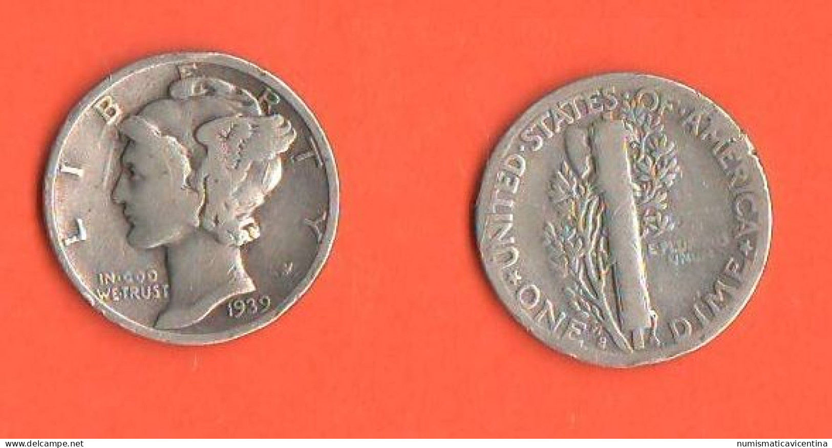 America Dime 1939 S USA Mercury America XXX   Silver Coin - 1916-1945: Mercury (kwik)