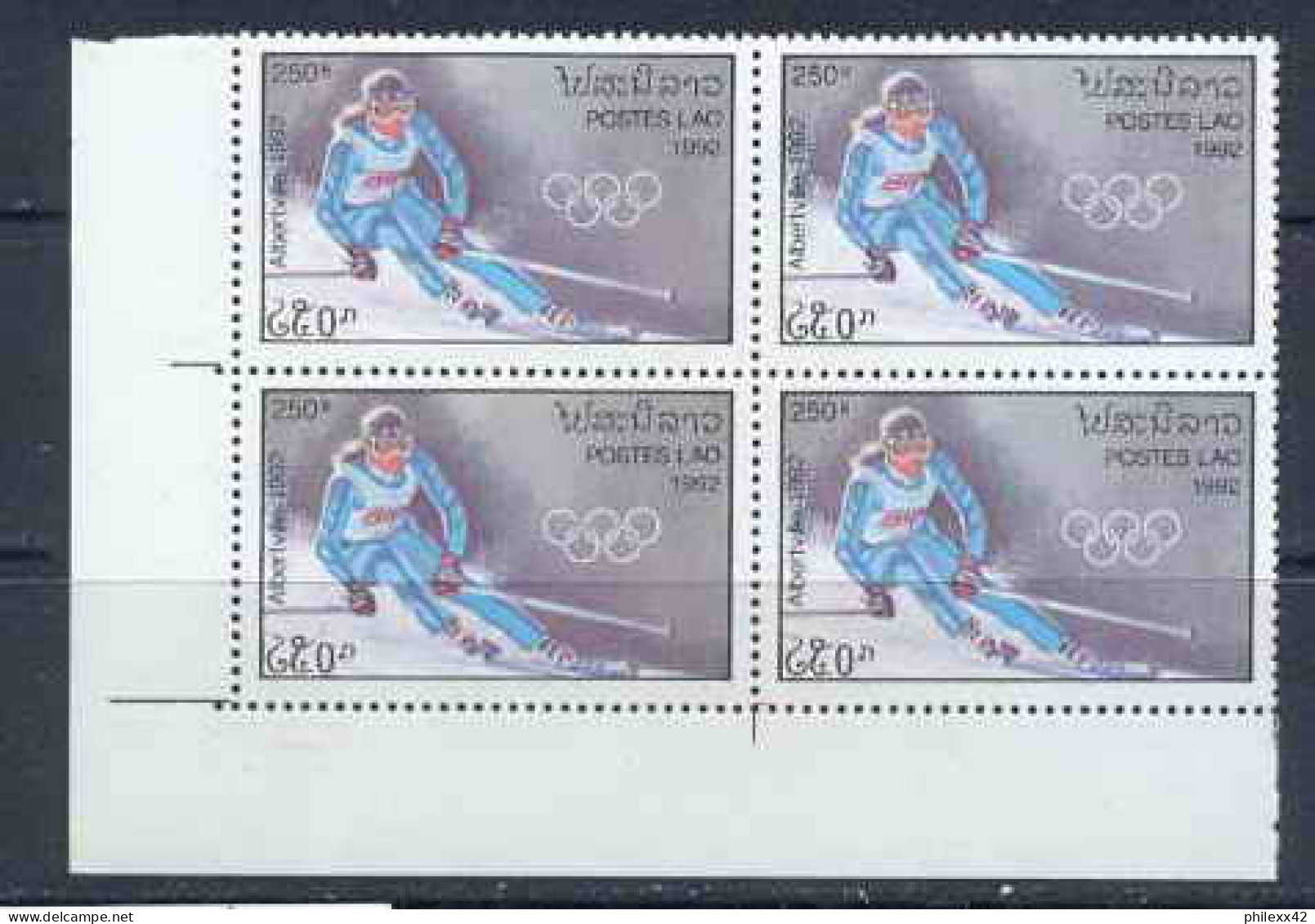 Laos 124 N° 1022/6 Jeux Olympiques (olympic Games) ALBERTVILLE 92 BLOC 4 COTE 31.6 - Winter 1992: Albertville