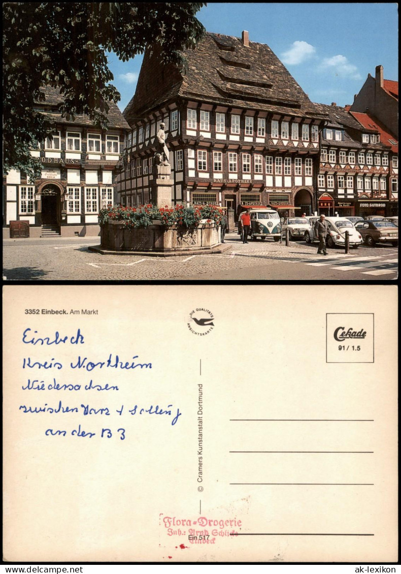 Ansichtskarte Einbeck Markt, VW Käfer Und Bulli 1976 - Einbeck