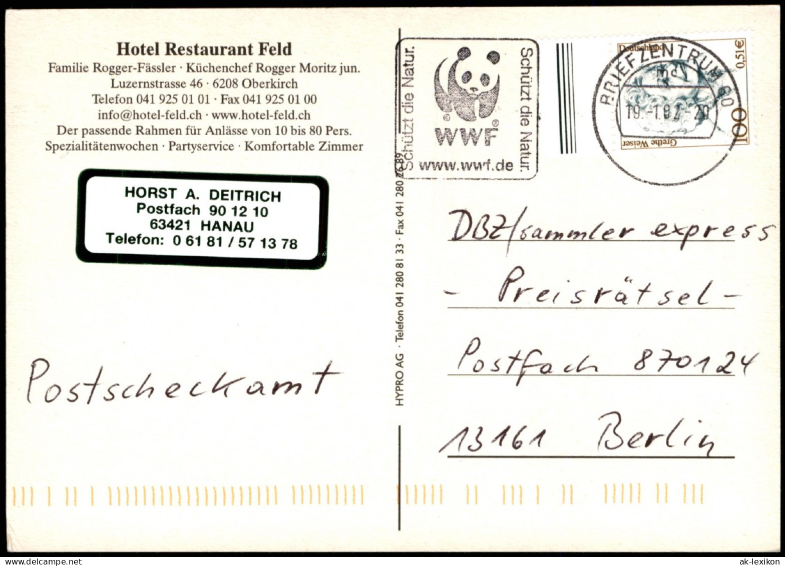 Ansichtskarte Oberkirch (Baden) Hotel Restaurant Feld 1992 - Oberkirch