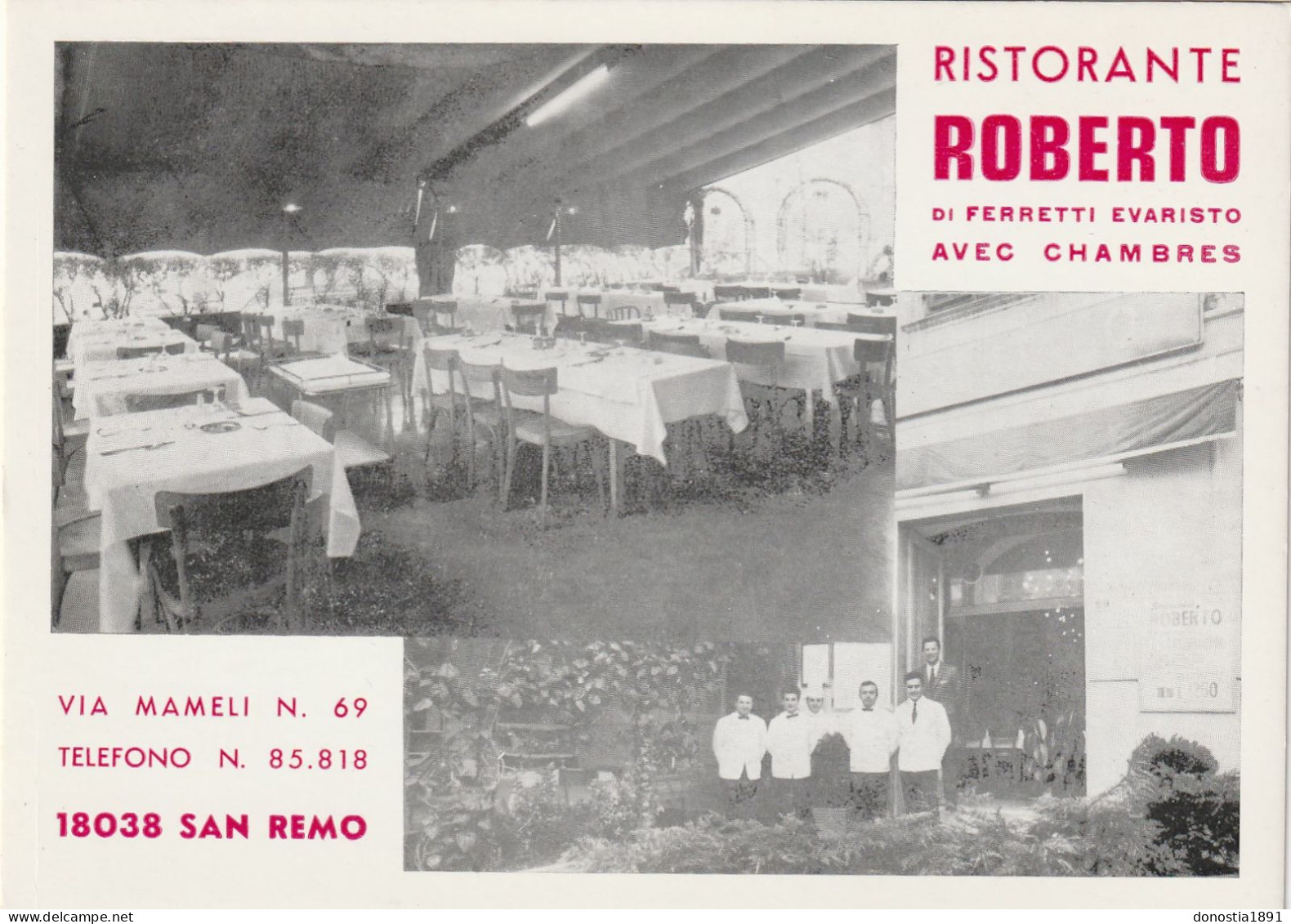 Ristorante ROBERTO Via Mameli SAN REMO - Italie -(Ligurie)  10,5x15 - - Ristoranti