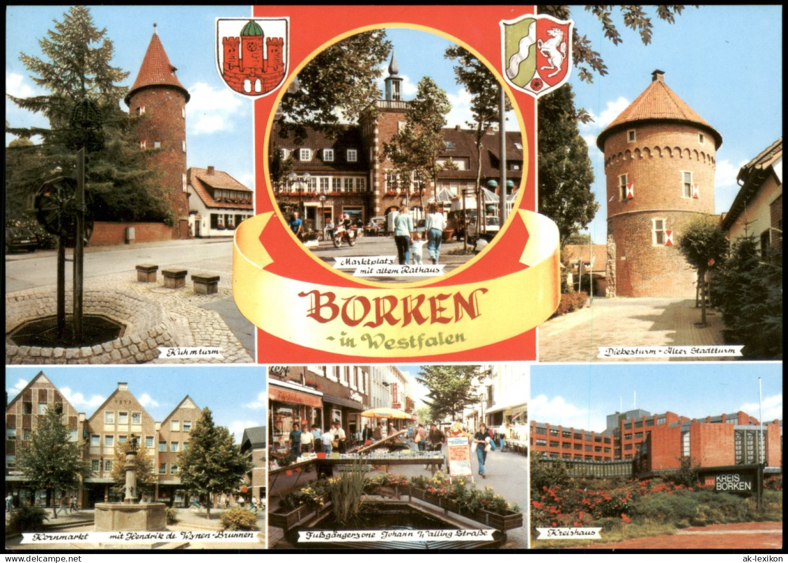 Borken (Westfalen) Mehrbild-AK Mit Ortsansichten, Kreishaus, Kornmarkt 1980 - Borken