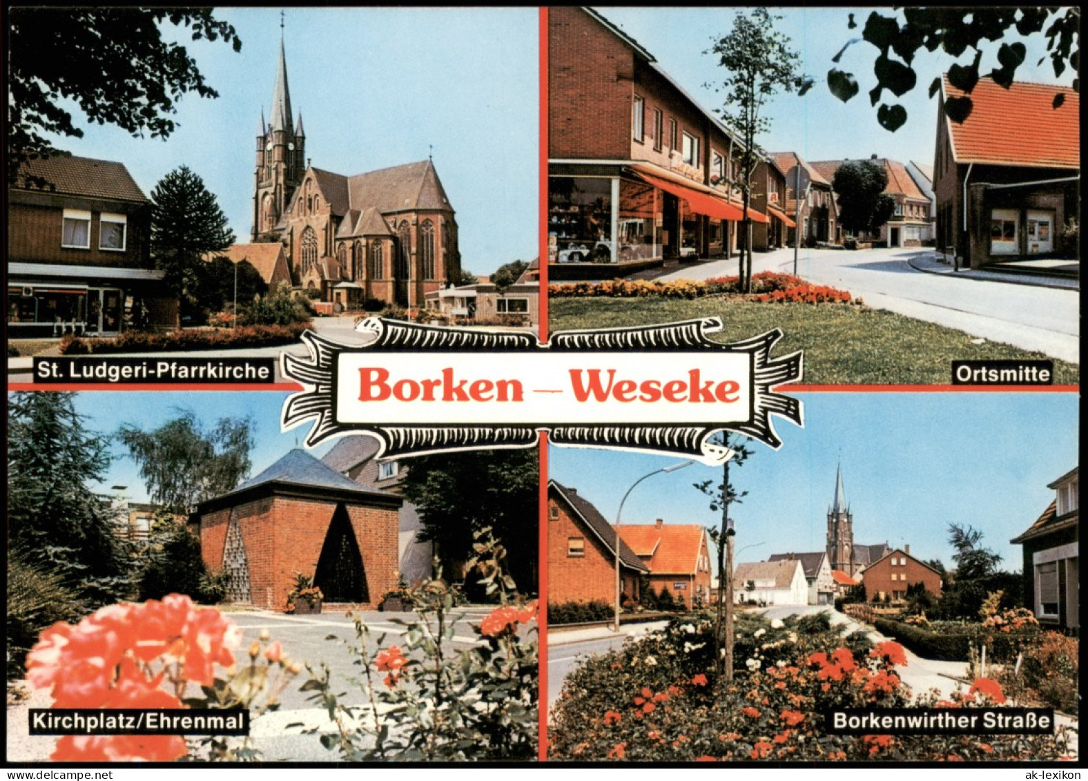 Weseke-Borken (Westfalen) Mehrbild-AK Kirchplatz  Borkenwirther Straße   1979 - Borken