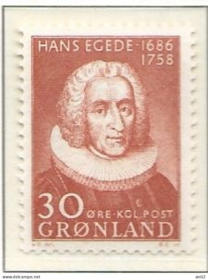 Greenland  1958 Hans Egede (1686-1758), "Apostle Of The Eskimos"; Painting By Johan Hørner (1711-1764) MI 42   MNH(**) - Nuevos