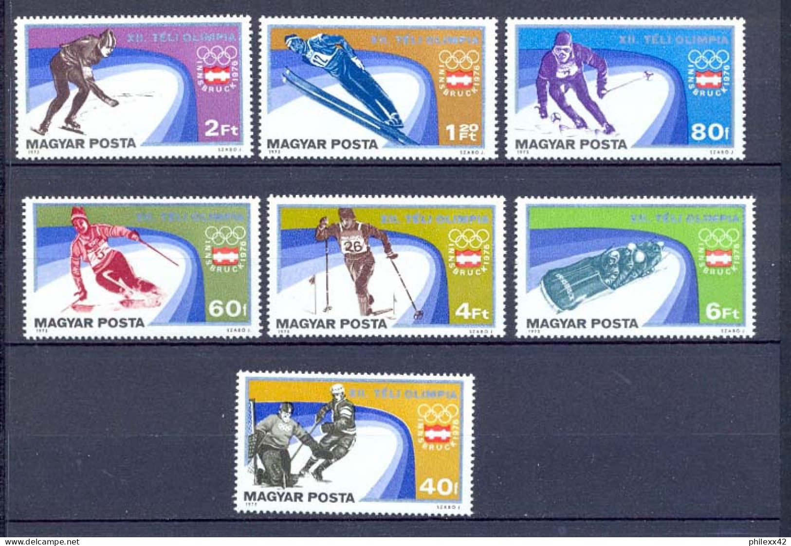 024 Hongrie (Hungary) MNH ** N° 2472 / 2478 Jeux Olympiques (olympic Games) Innsbruck 76 - Hiver 1976: Innsbruck
