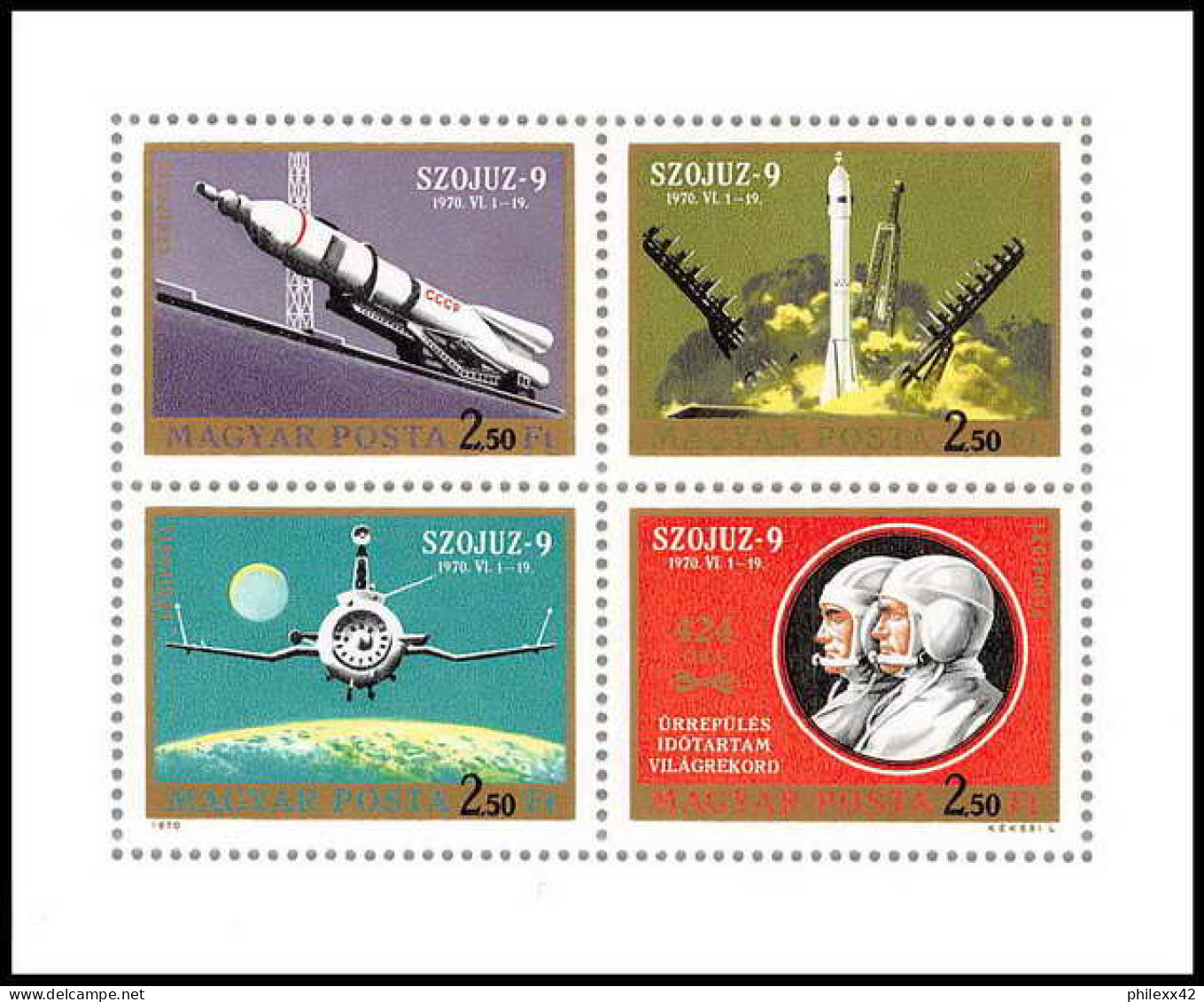 054 Hongrie (Hungary) MNH ** Espace (space) N° 333 / 336 Soyuz 9 Feuilles (sheets) - Nuovi