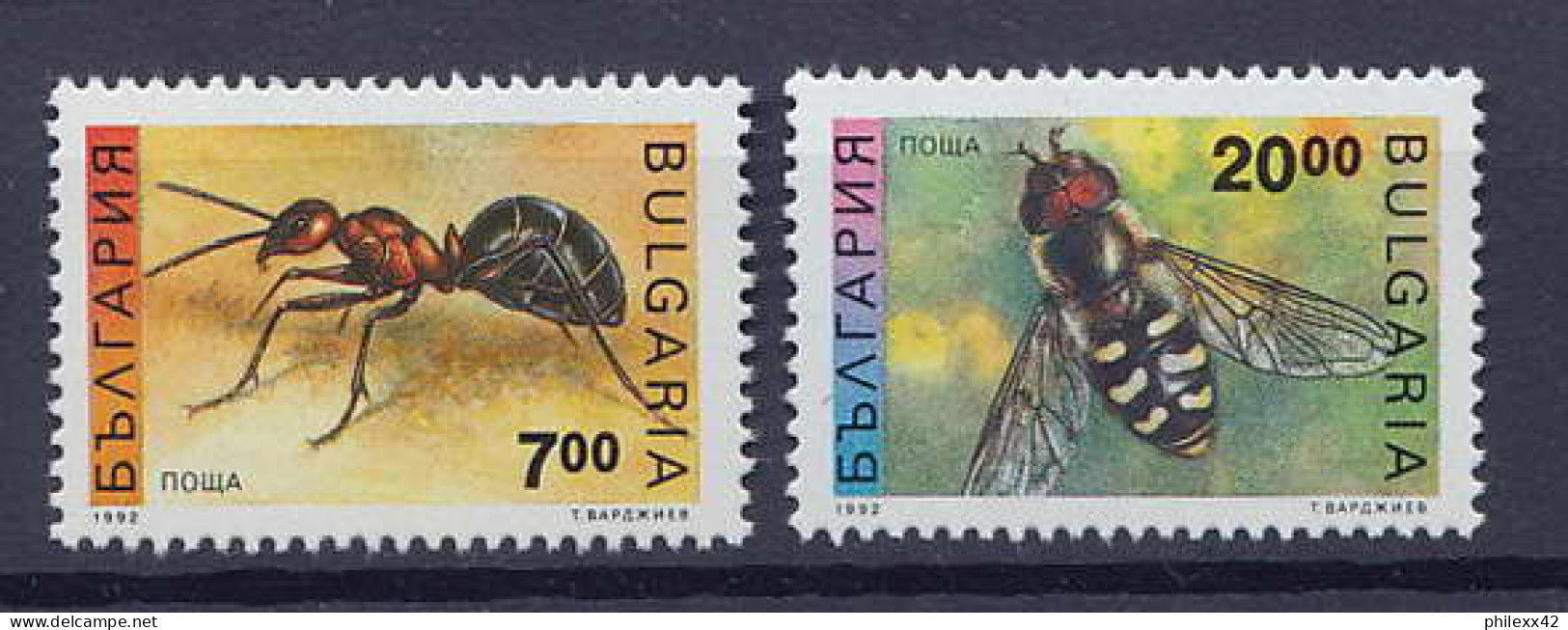 Bulgarie (Bulgaria) MNH ** 157a N° 3461 / 3162 Insectes ( Insects ) Fourmi Et Abeille Ant Bee  - Ungebraucht