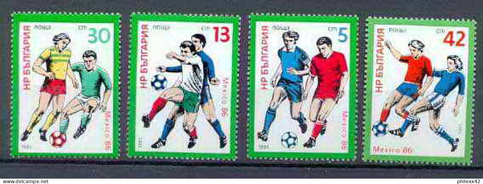 Bulgarie (Bulgaria) MNH ** 180 N° 2942 / 2945 COUPE DU MONDE DE Football (Soccer) MEXICO 86 - 1986 – Mexico