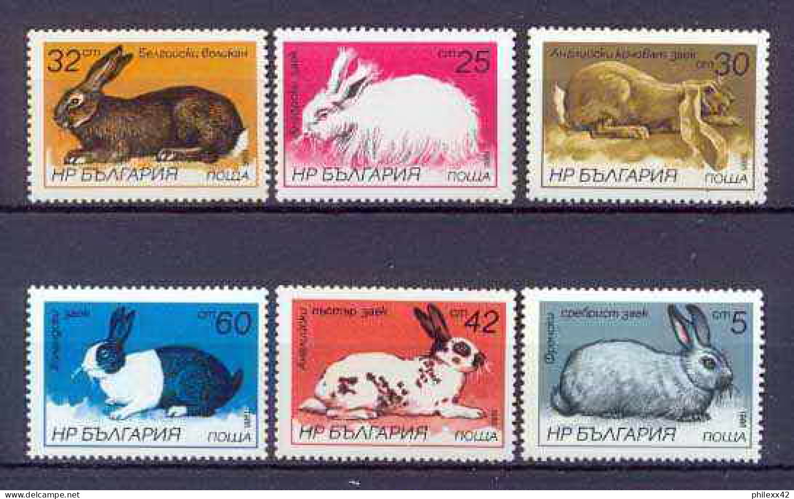 Bulgarie (Bulgaria) MNH ** 184 N° 2993 / 2998 Faune (Animals & Fauna) Lapins Lapin Rabbit Rabbits - Rabbits