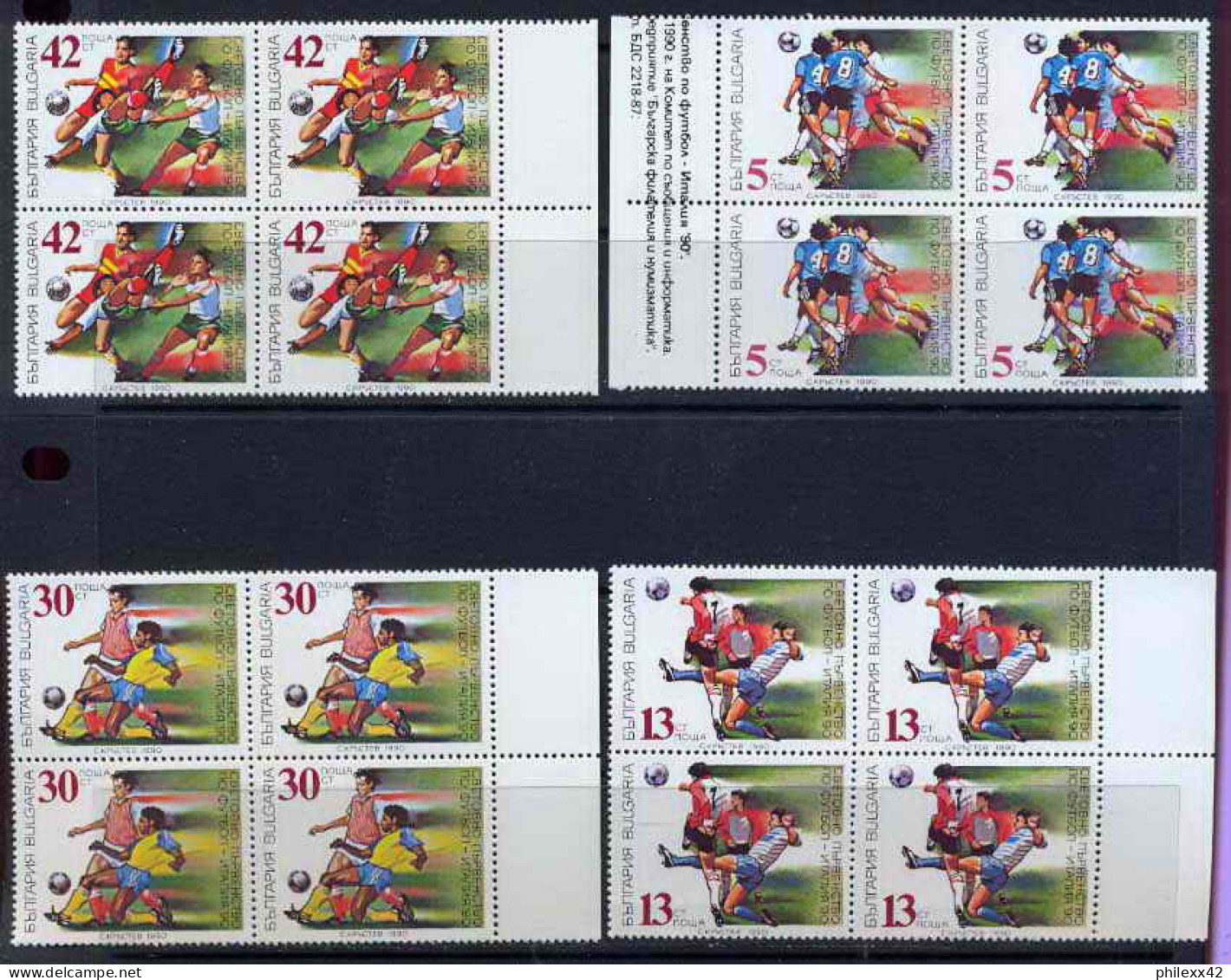 Bulgarie (Bulgaria) MNH ** 217 N° 3303 / 3306 Football (Soccer) Coupe Du Monde ITALIA 90 Bloc 4 - 1990 – Italien