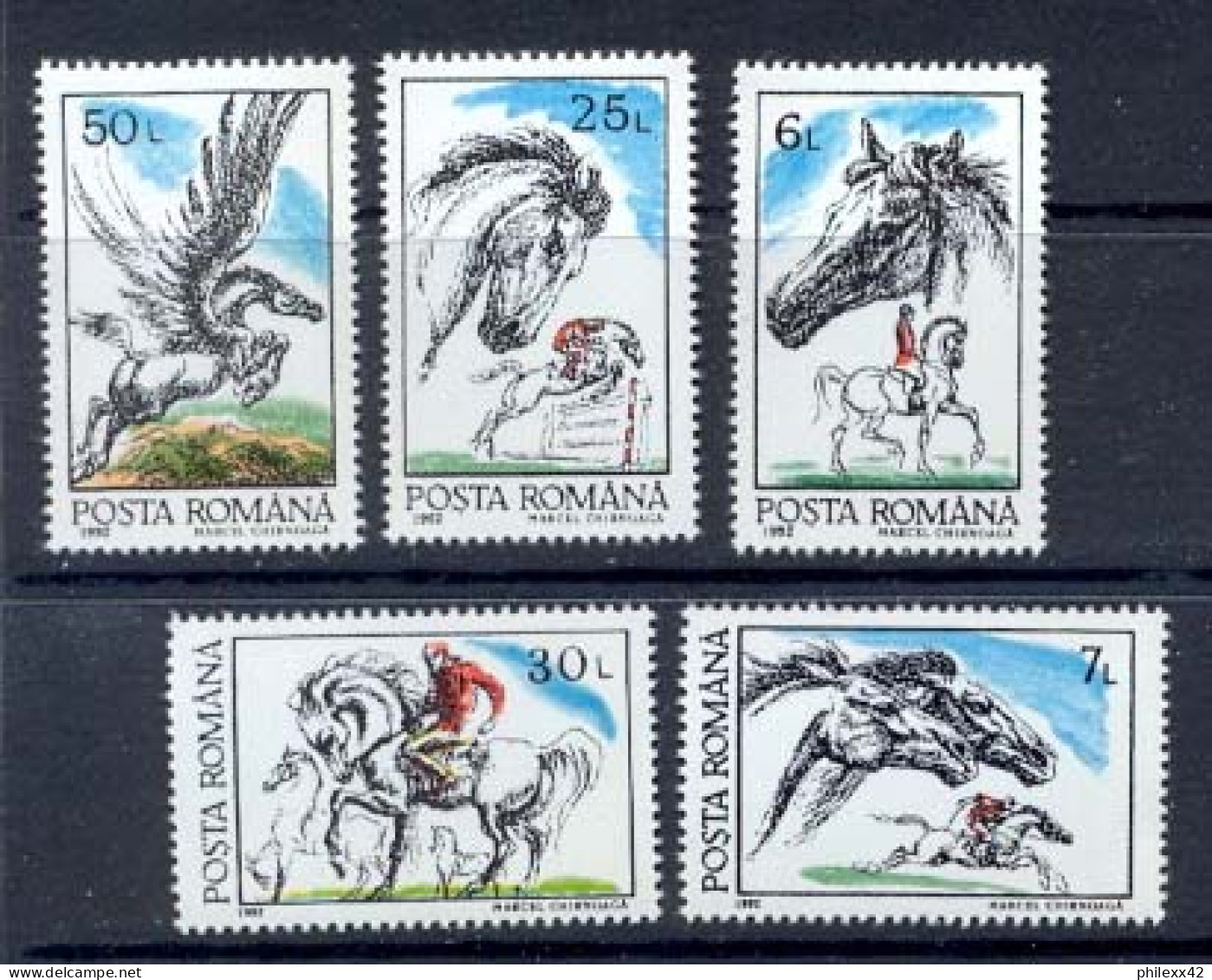 Roumanie (Romania) MNH ** -34 N° 3997 / 4002 Cheval (chevaux Horse Horses) Cote 5 Euros - Neufs